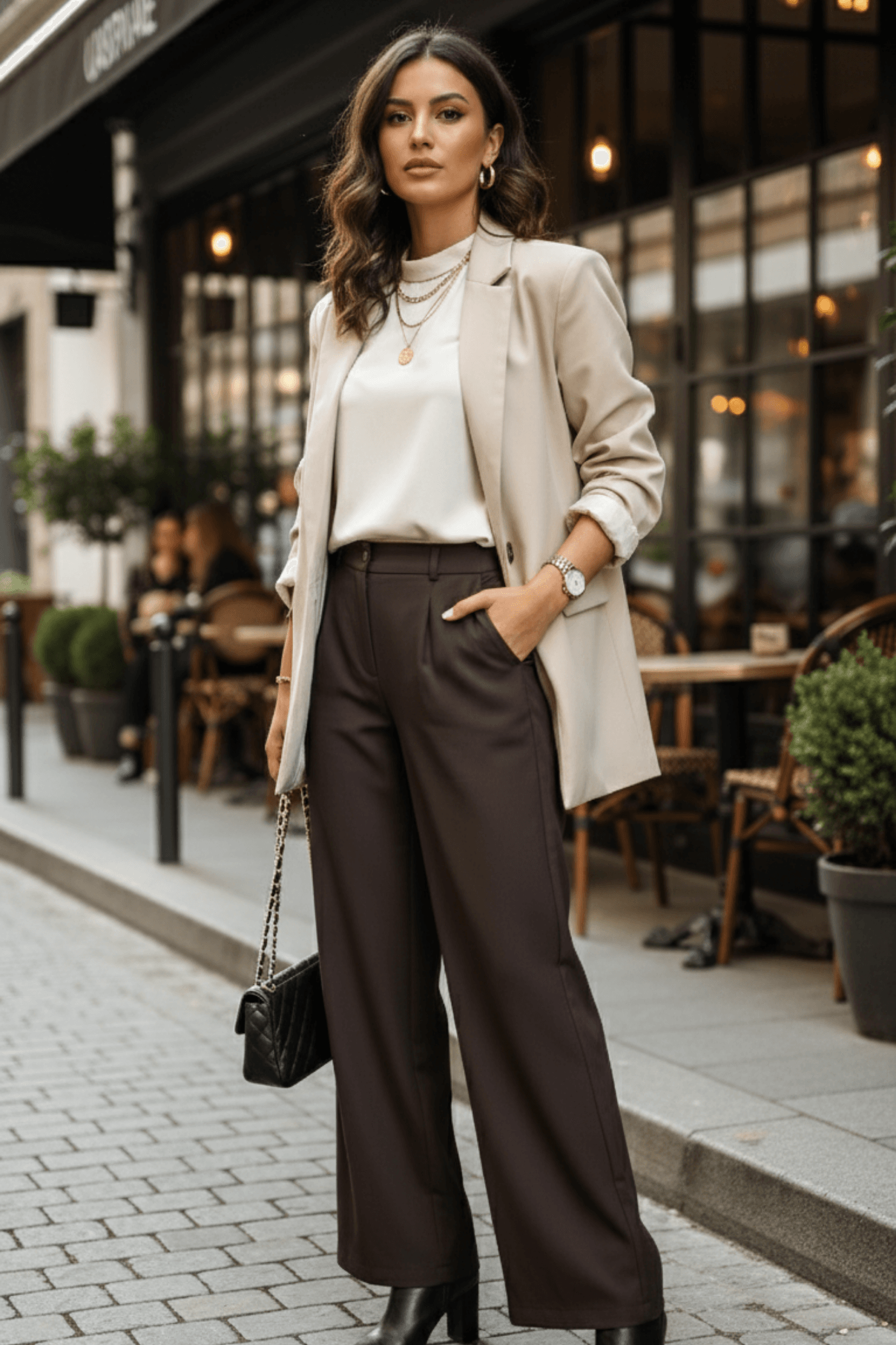 Arkası Lastik Detaylı Palazzo Pantolon