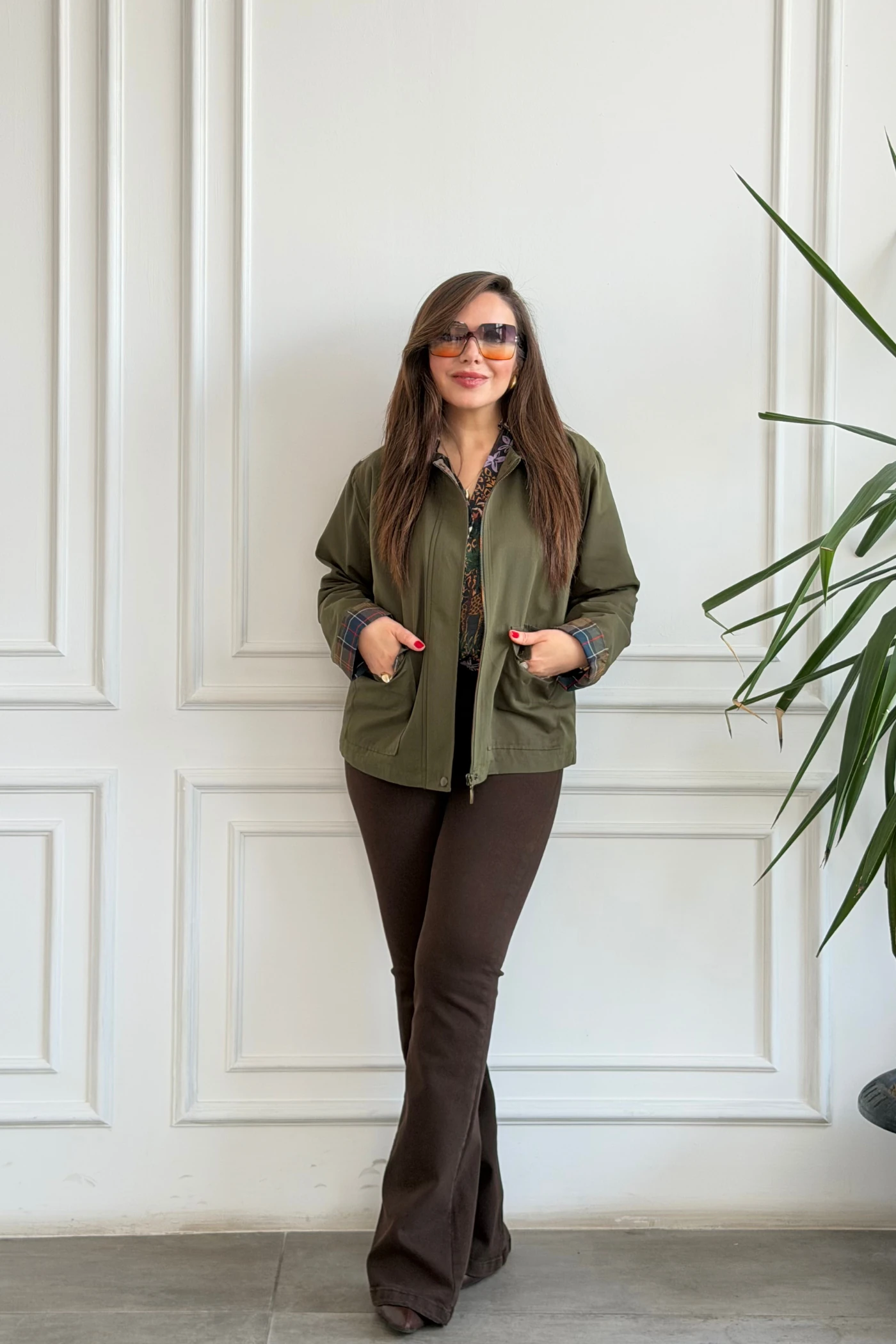 Yakası Kadife Fermuar Detaylı Ceket