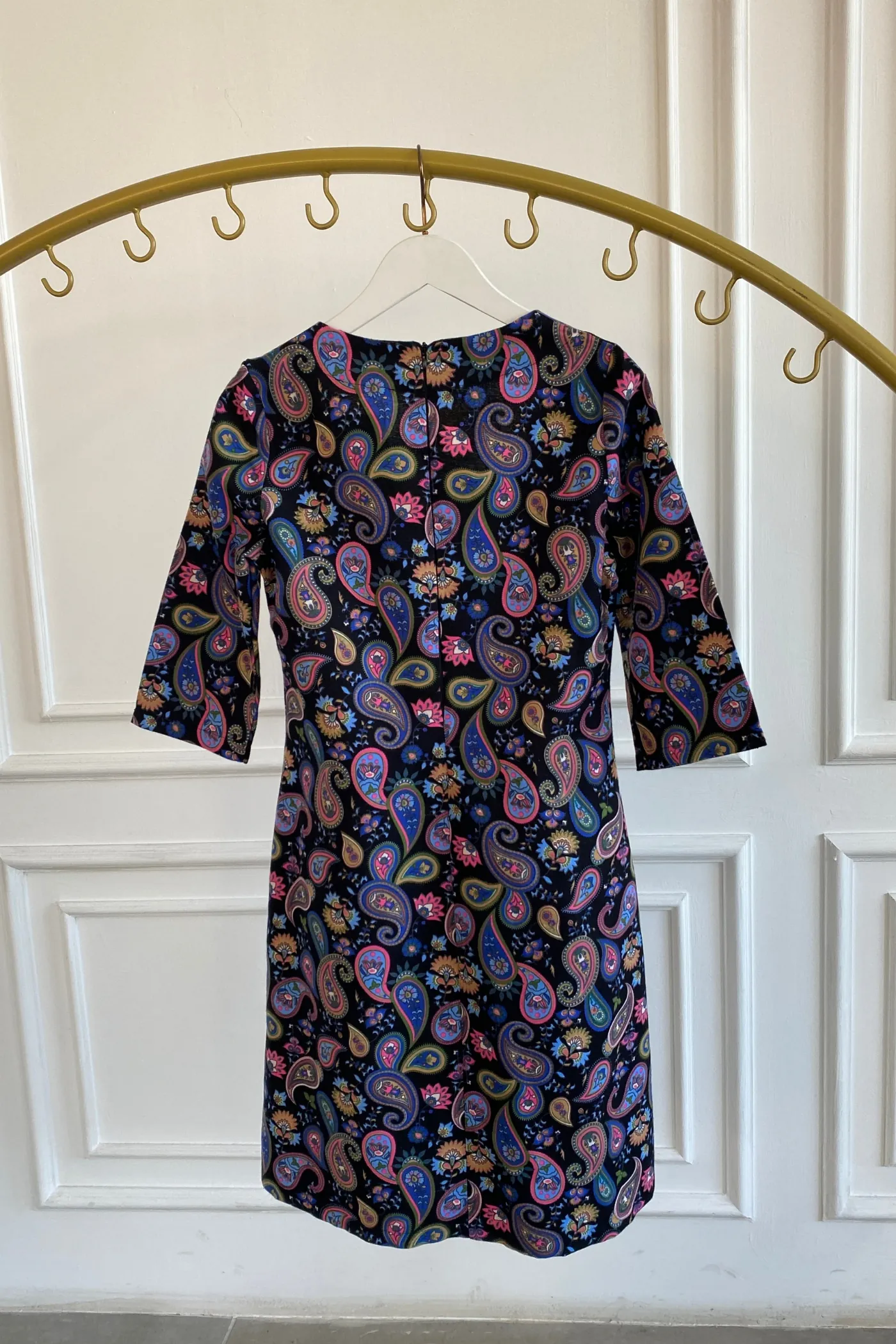 Kare Yaka Pazen Elbise - PEMBE MAVI