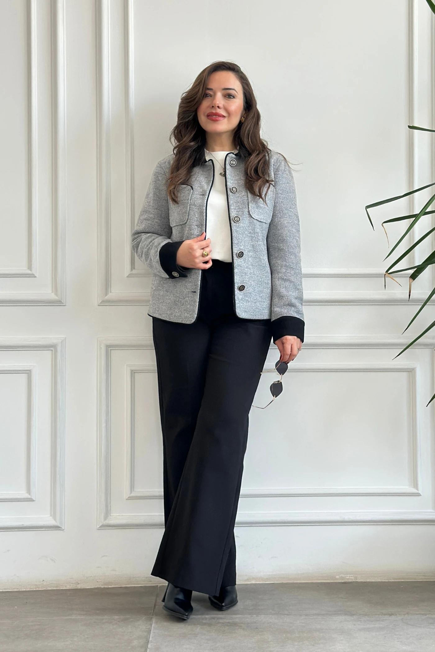 Dört Cepli Düğmeli Kaşe Ceket