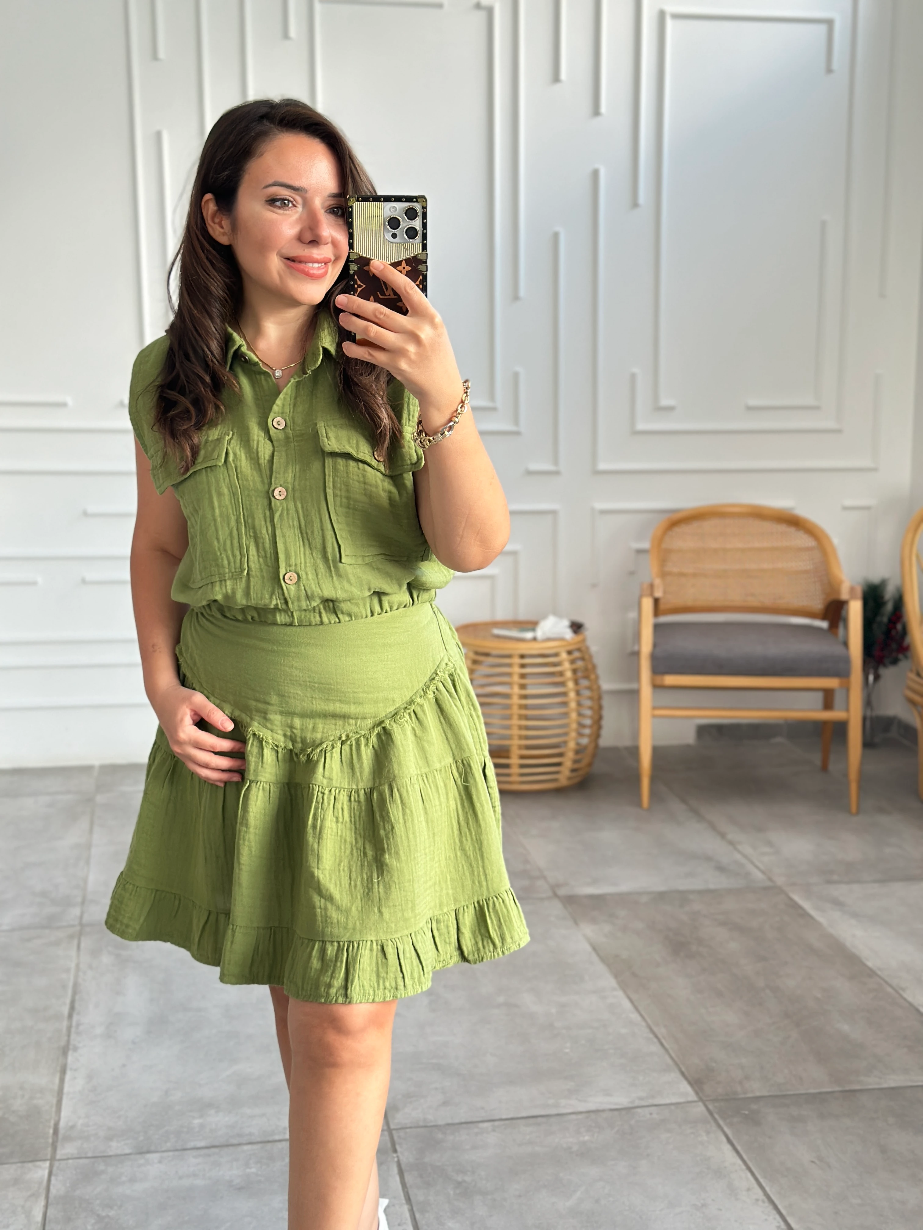 Pis Dikiş Müslin Etek - HAKI