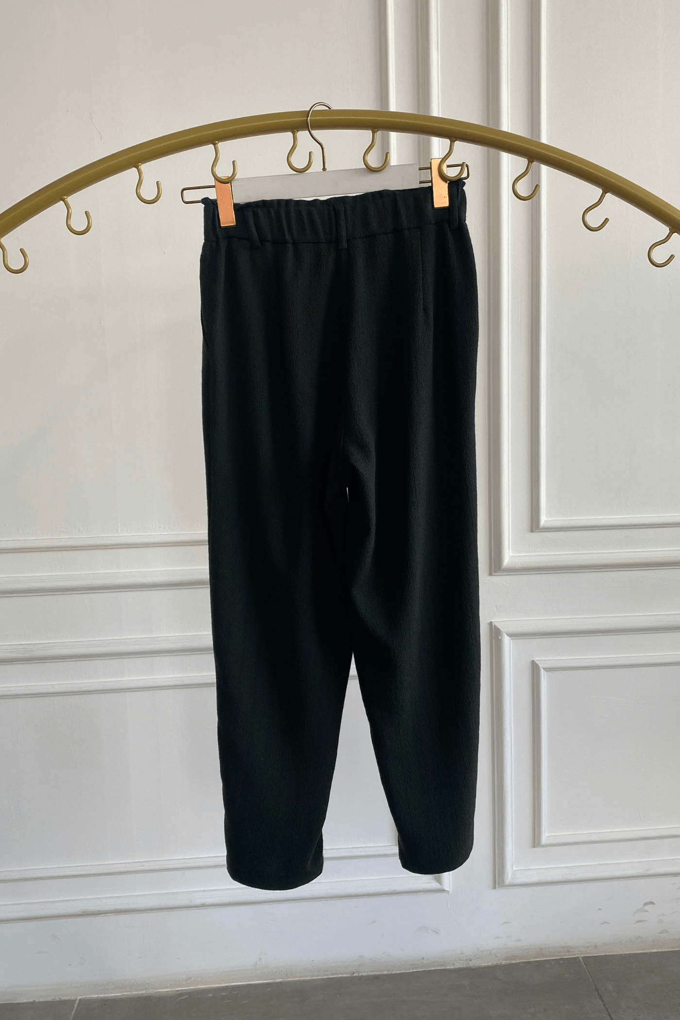 Beli Lastikli Çizgili Havuç Paça Pantolon