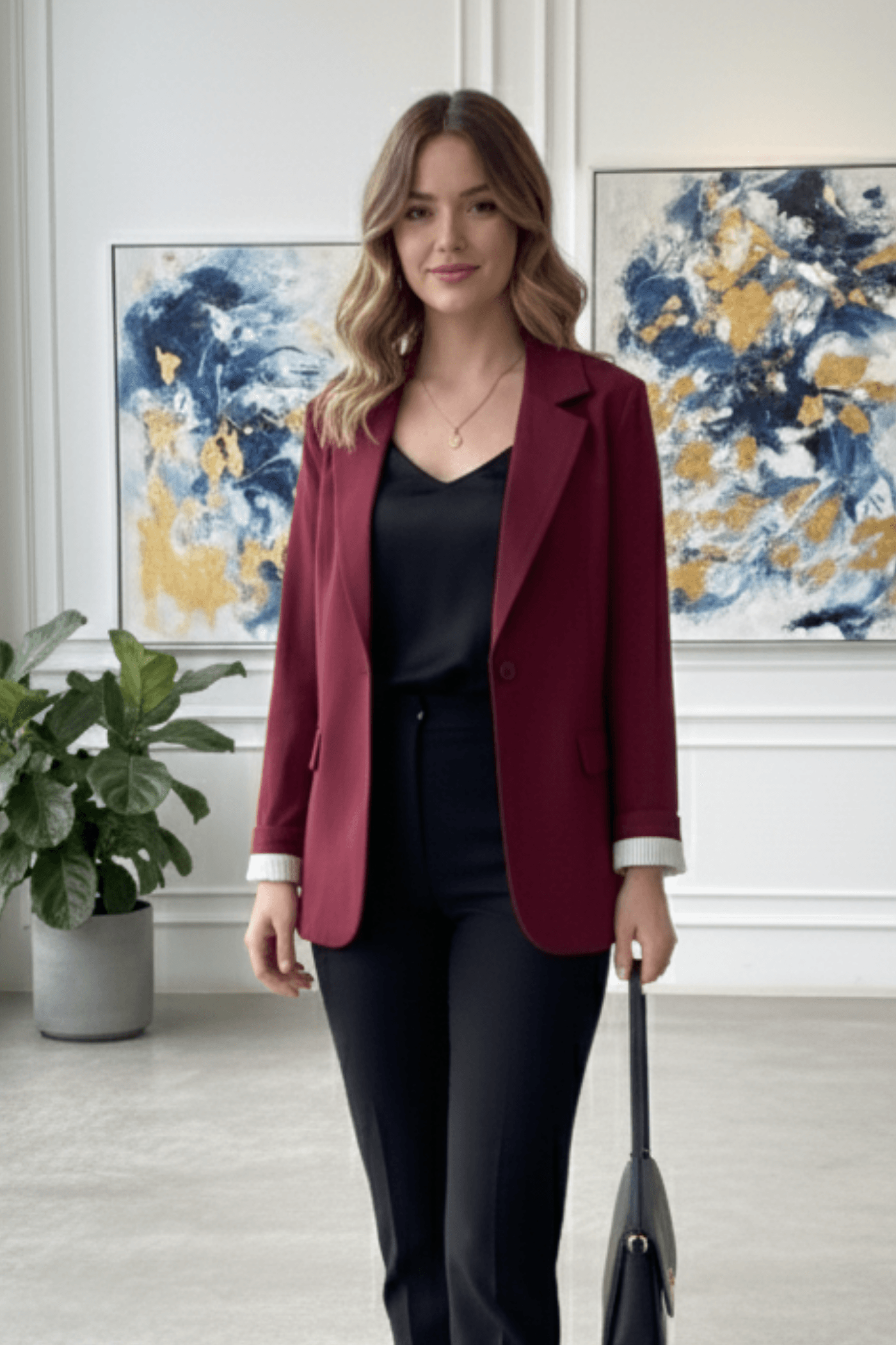 Çıkma Gömlek Manşetli Blazer Ceket