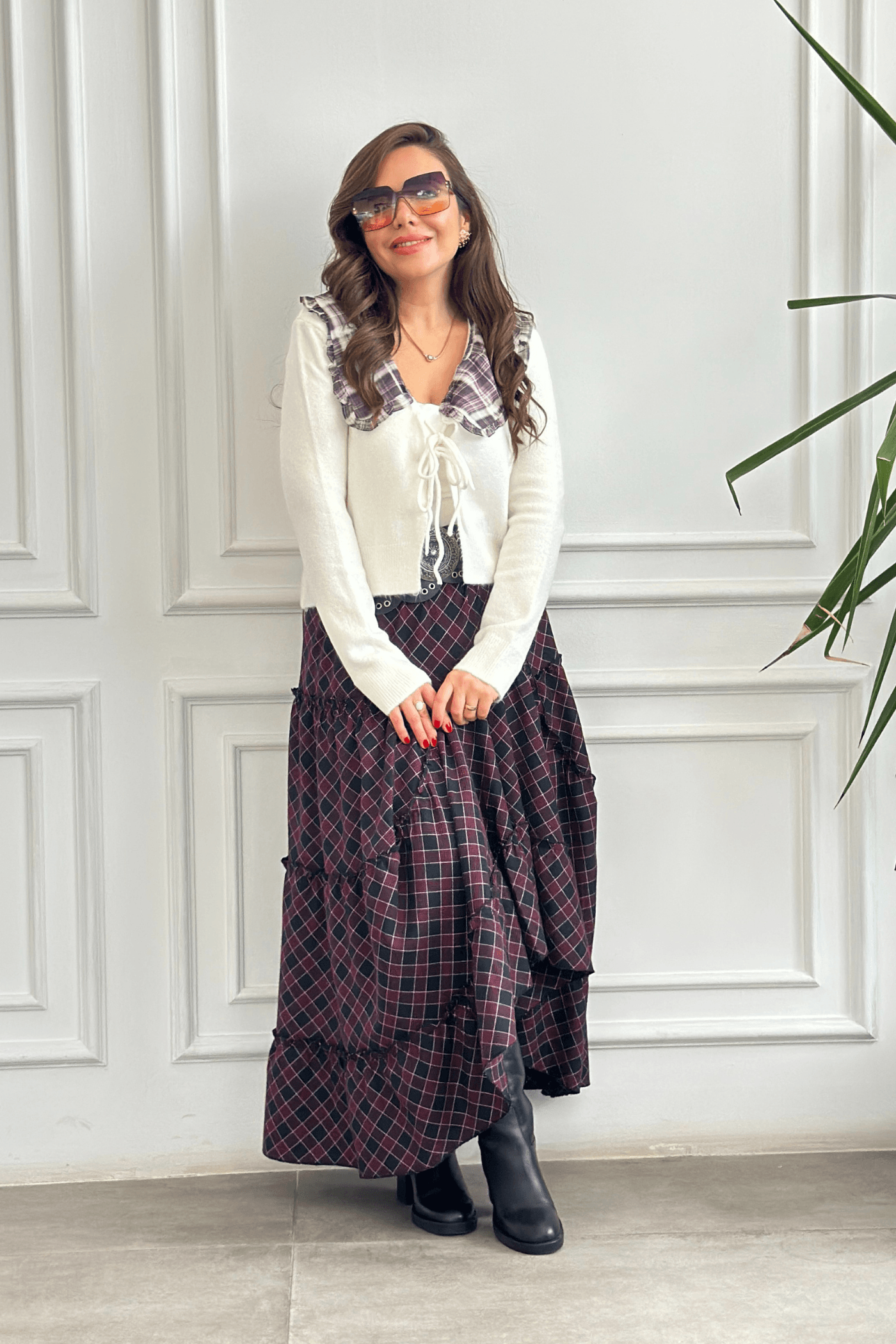 Yaka Detaylı Triko Hırka - EKRU