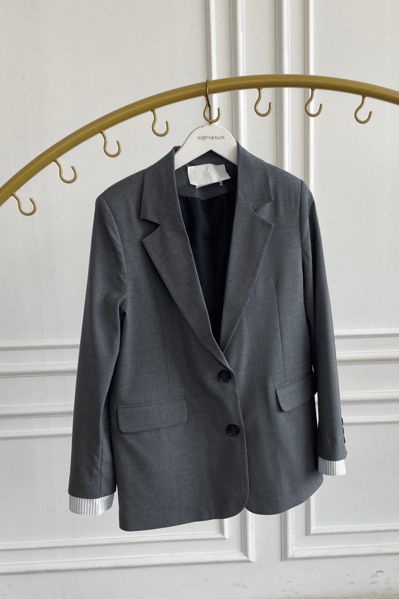 Çıkma Gömlek Manşetli Blazer Ceket - ANTRASIT