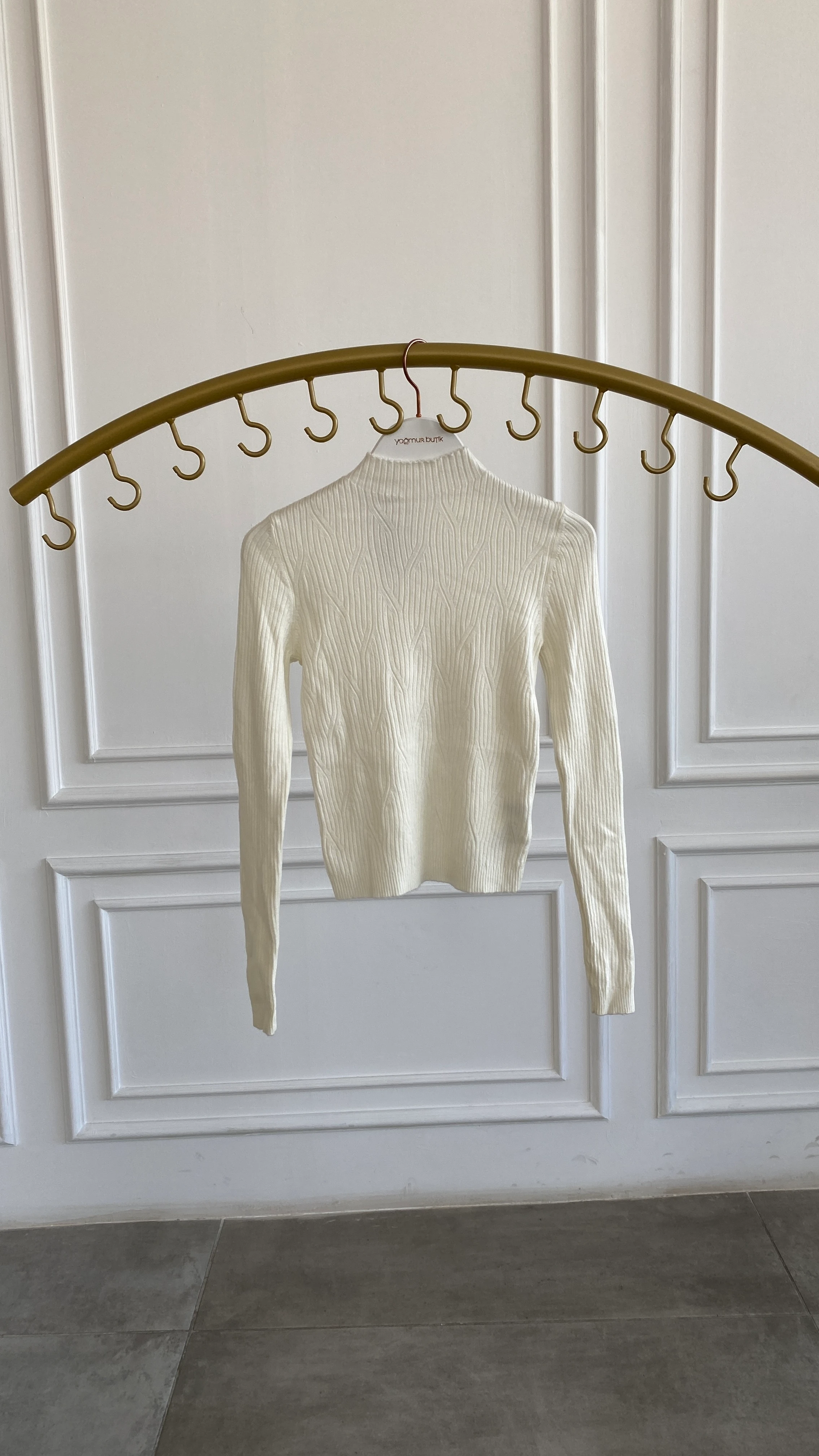 Yarım Balıkçı Fitilli Triko - EKRU