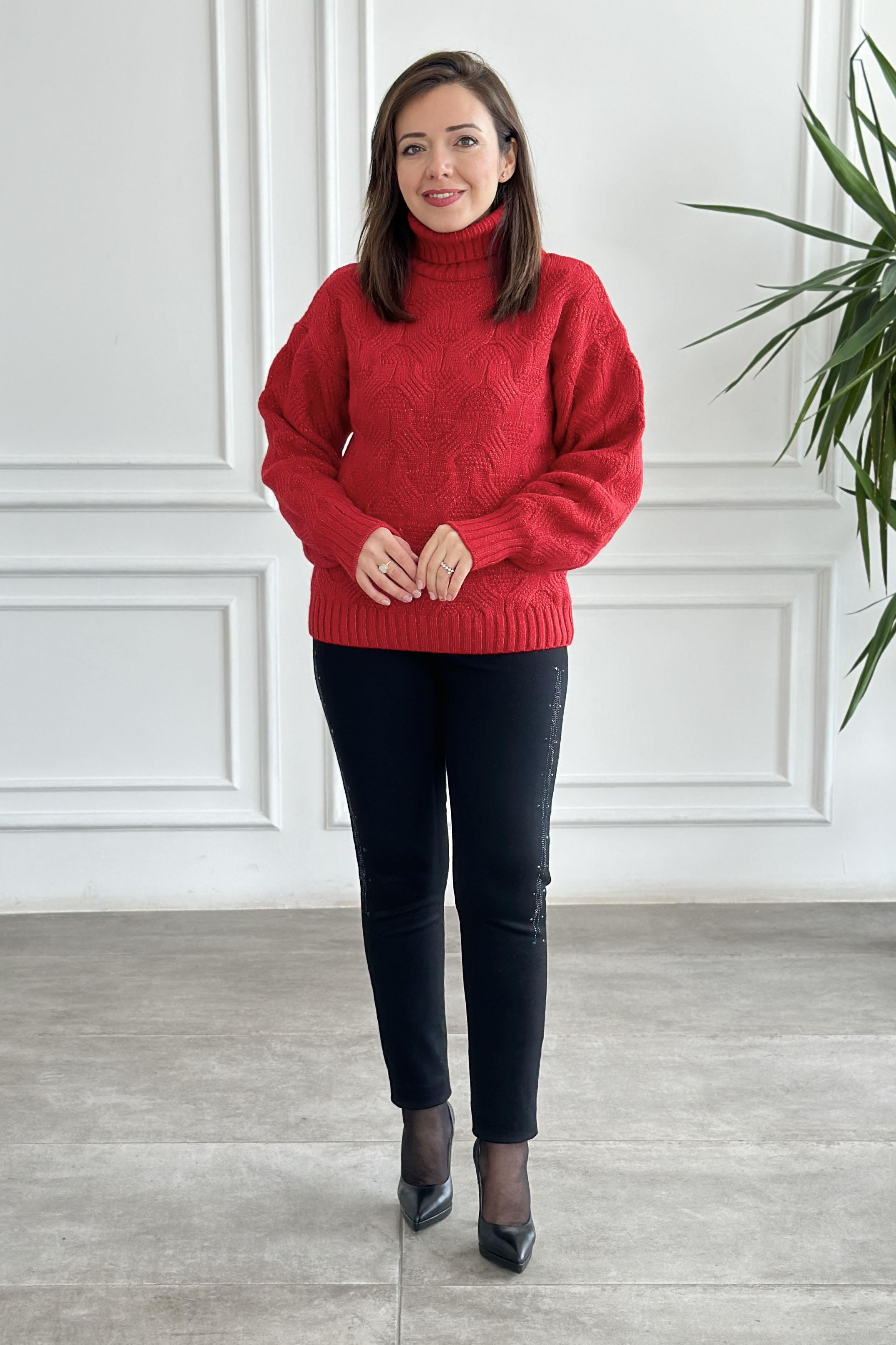 Büyük Beden Yüksek Bel Likralı Kenar Taş İşlemeli Kot Pantolon