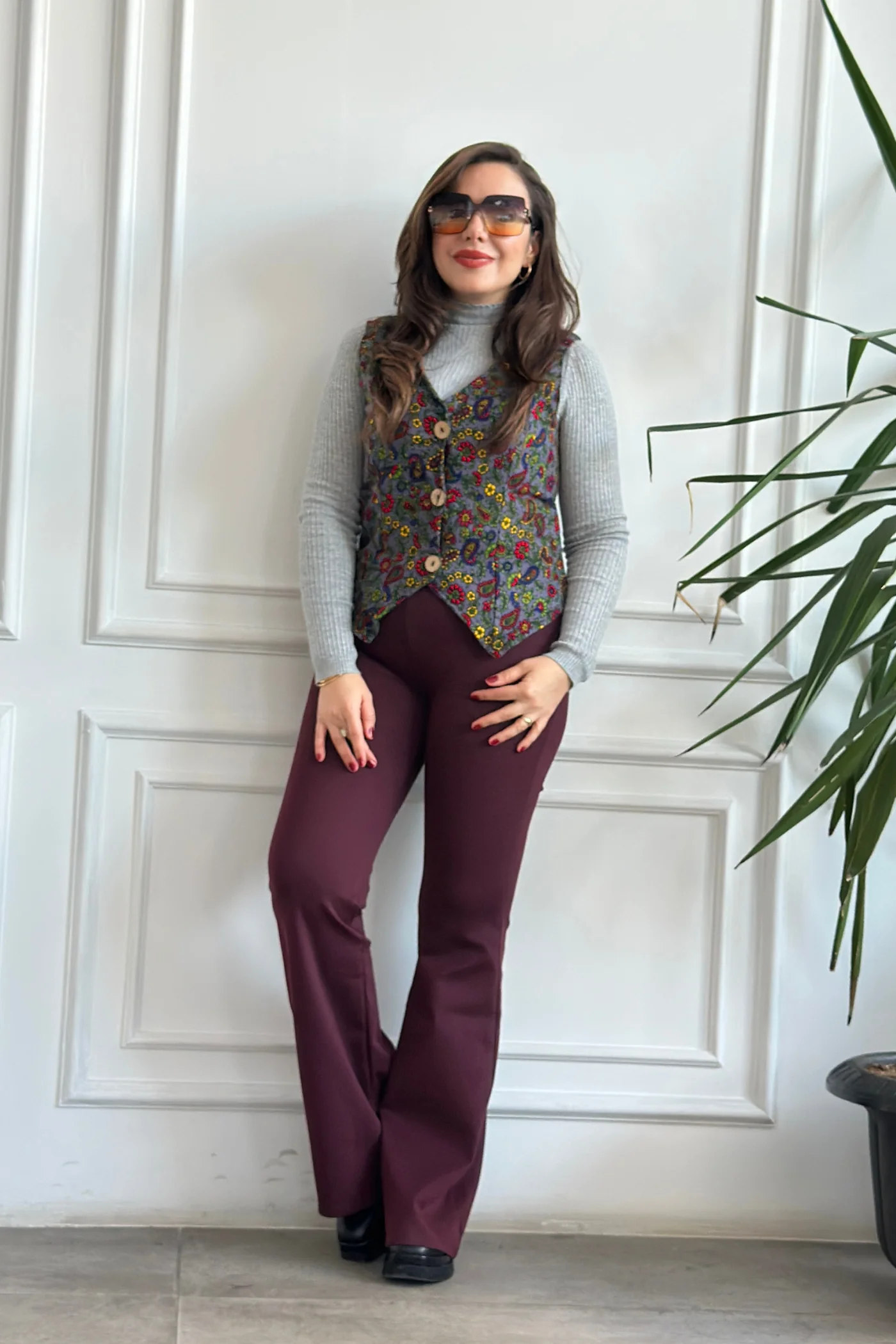 Desenli Pazen Yelek - ANTRASIT