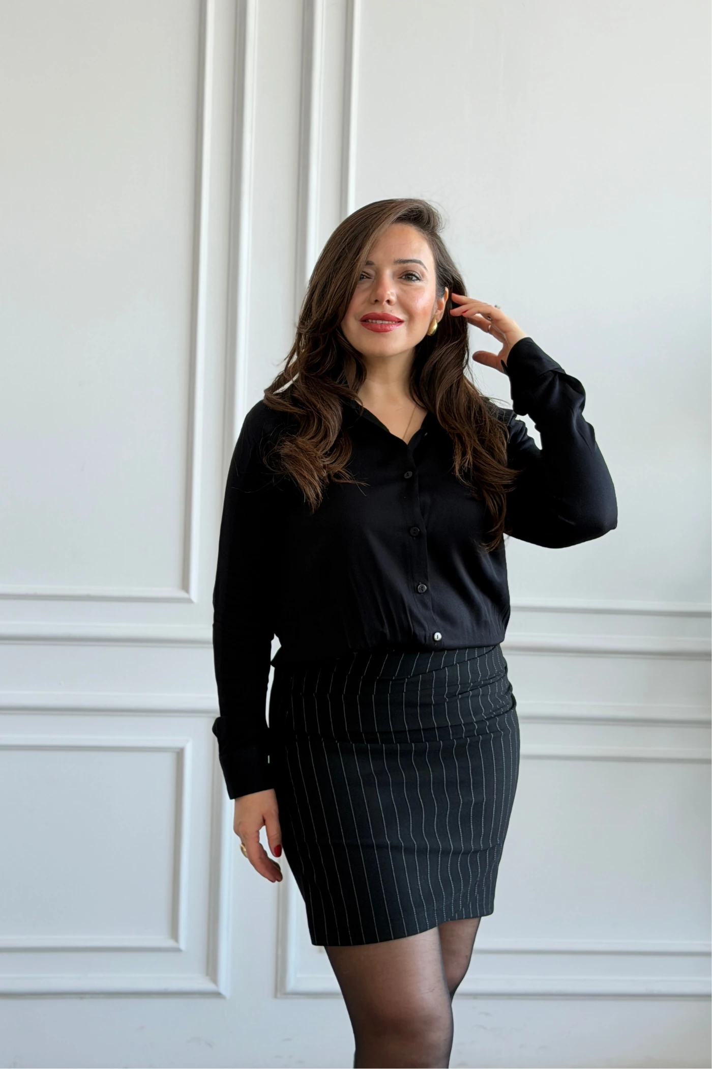 Gömlek Detaylı Scuba Elbise