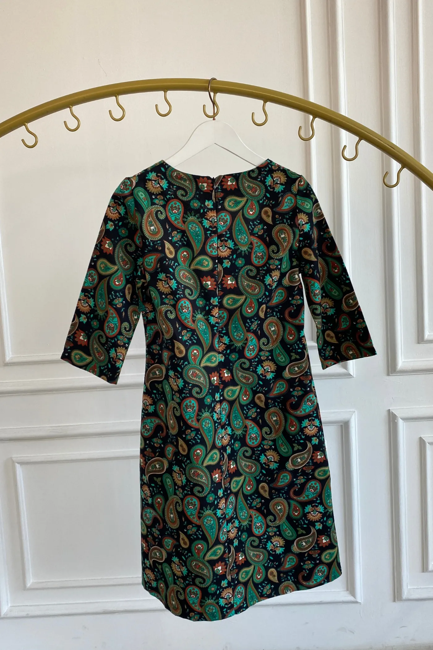 Kare Yaka Pazen Elbise - YESIL SIYAH