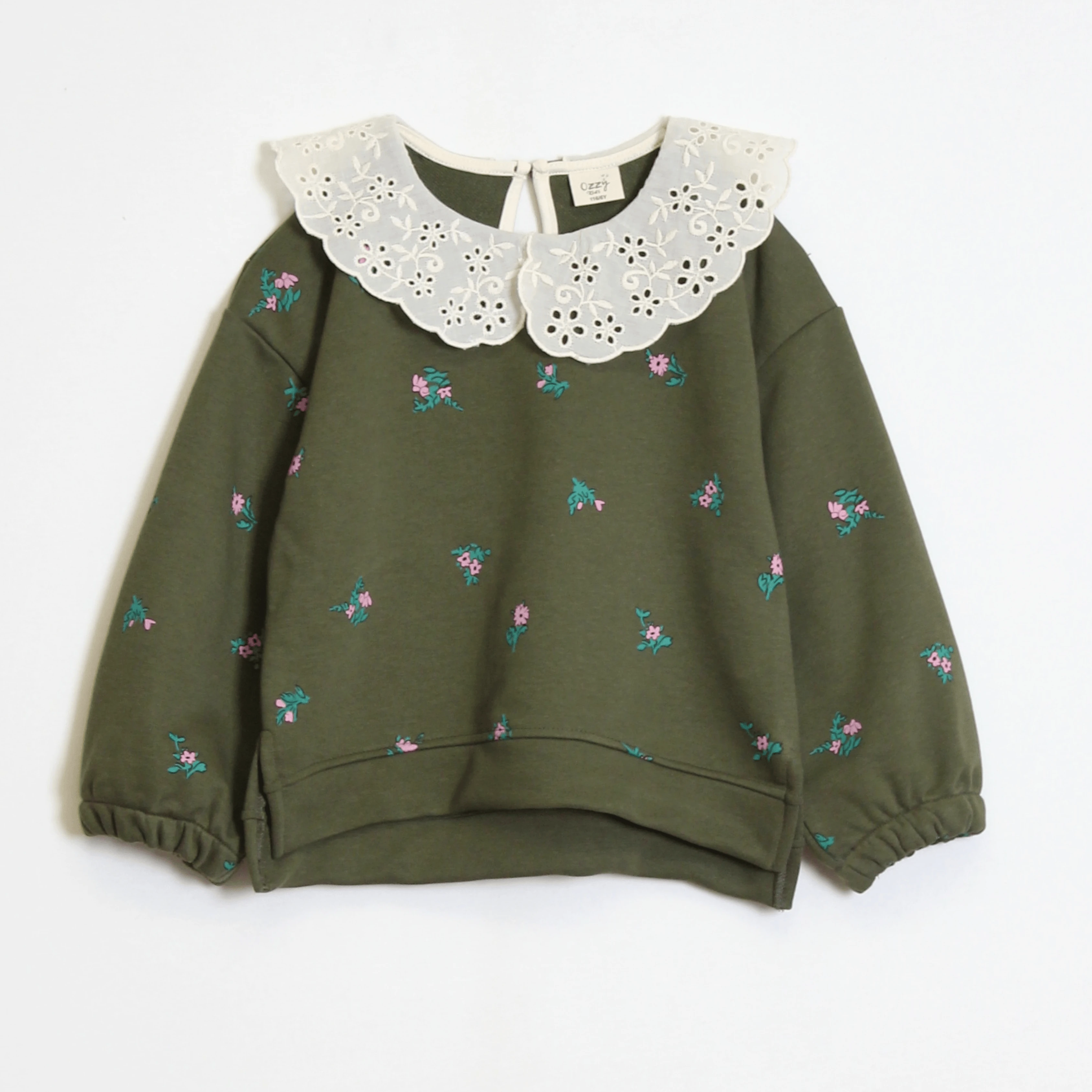 Kız Çocuk Yakalı Çiçek Desenli Takım