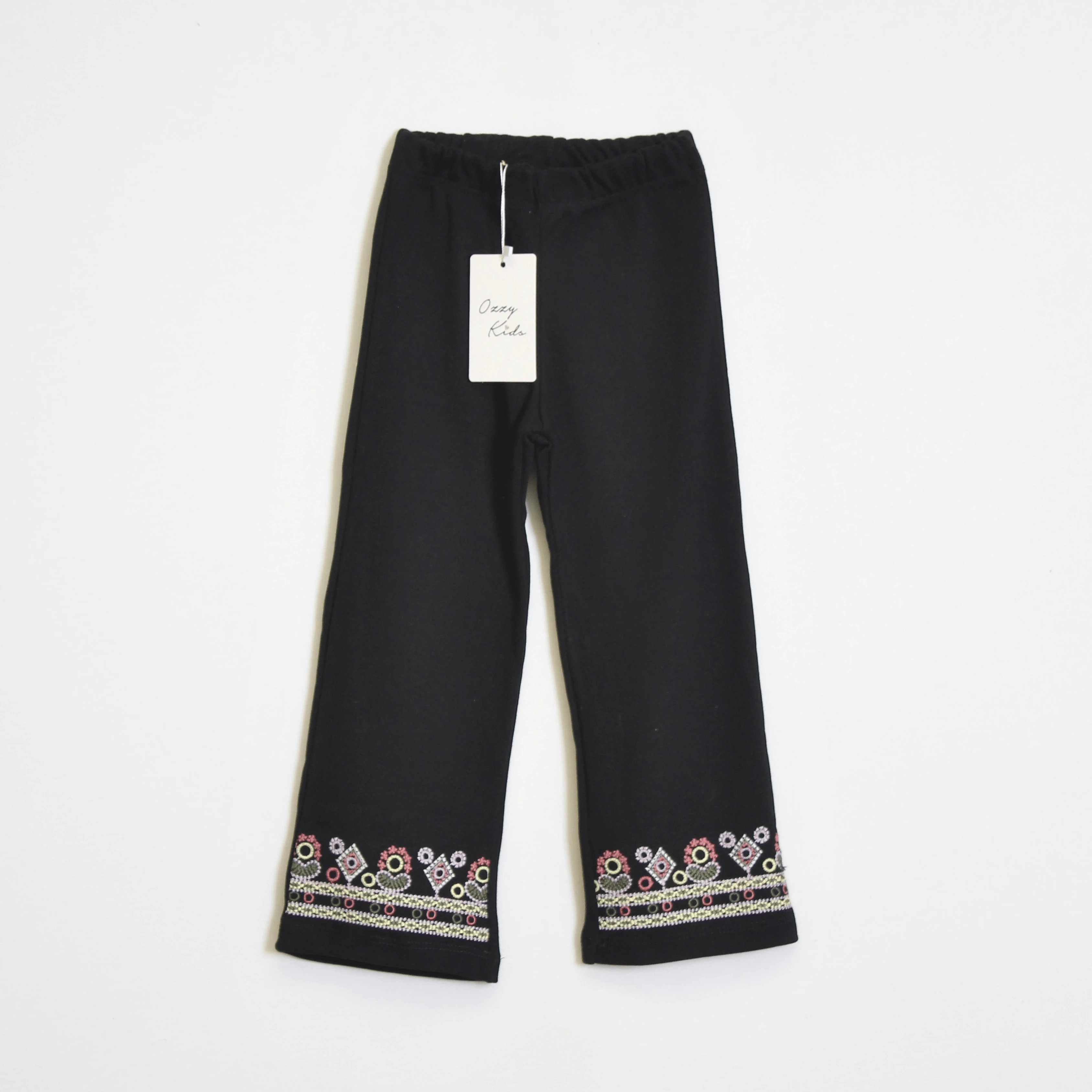 Kız Çocuk Paçaları Nakışlı Pantolon