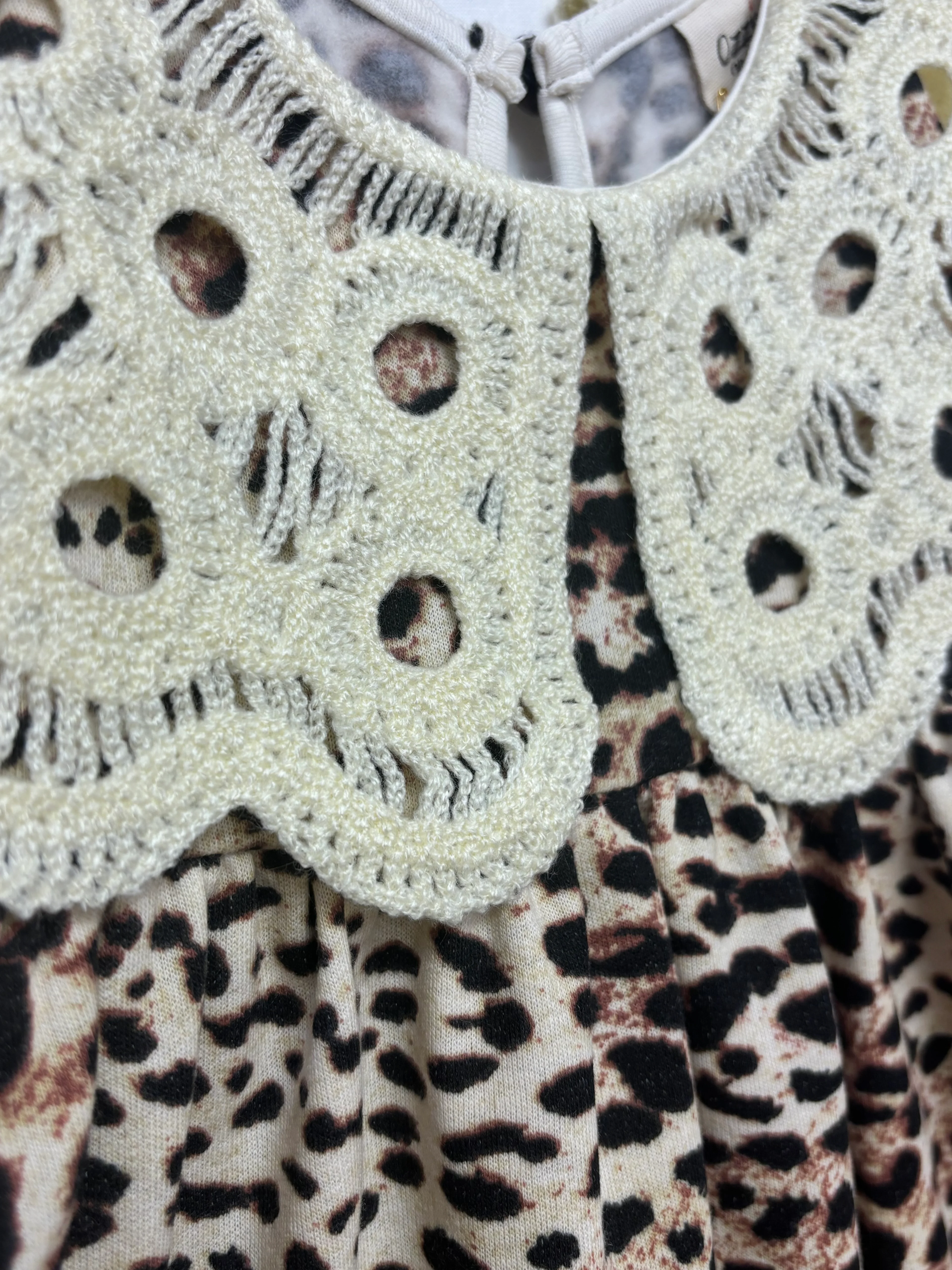 Kız Çocuk Yakalı Leopar Desenli Elbise