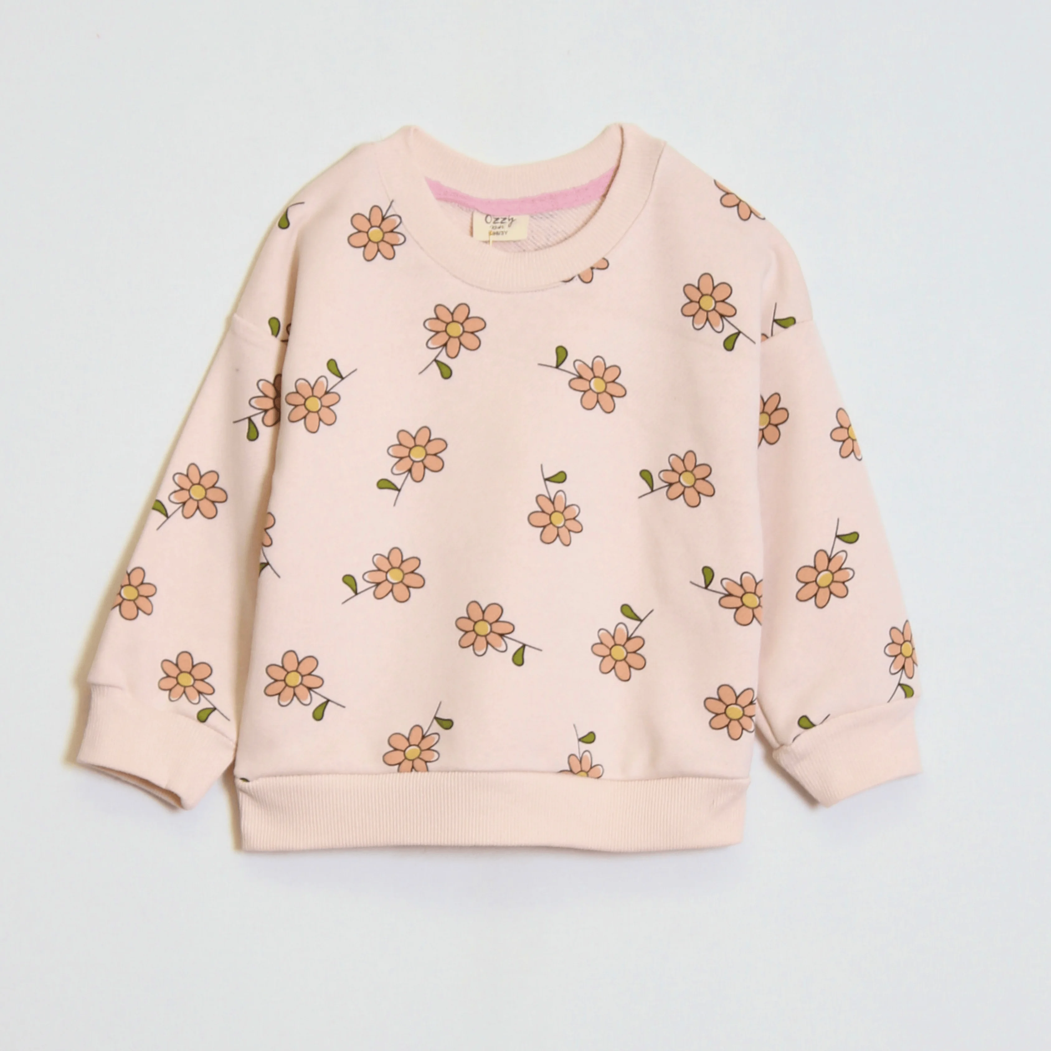 Kız Çocuk Çiçek Desenli Sweatshirt