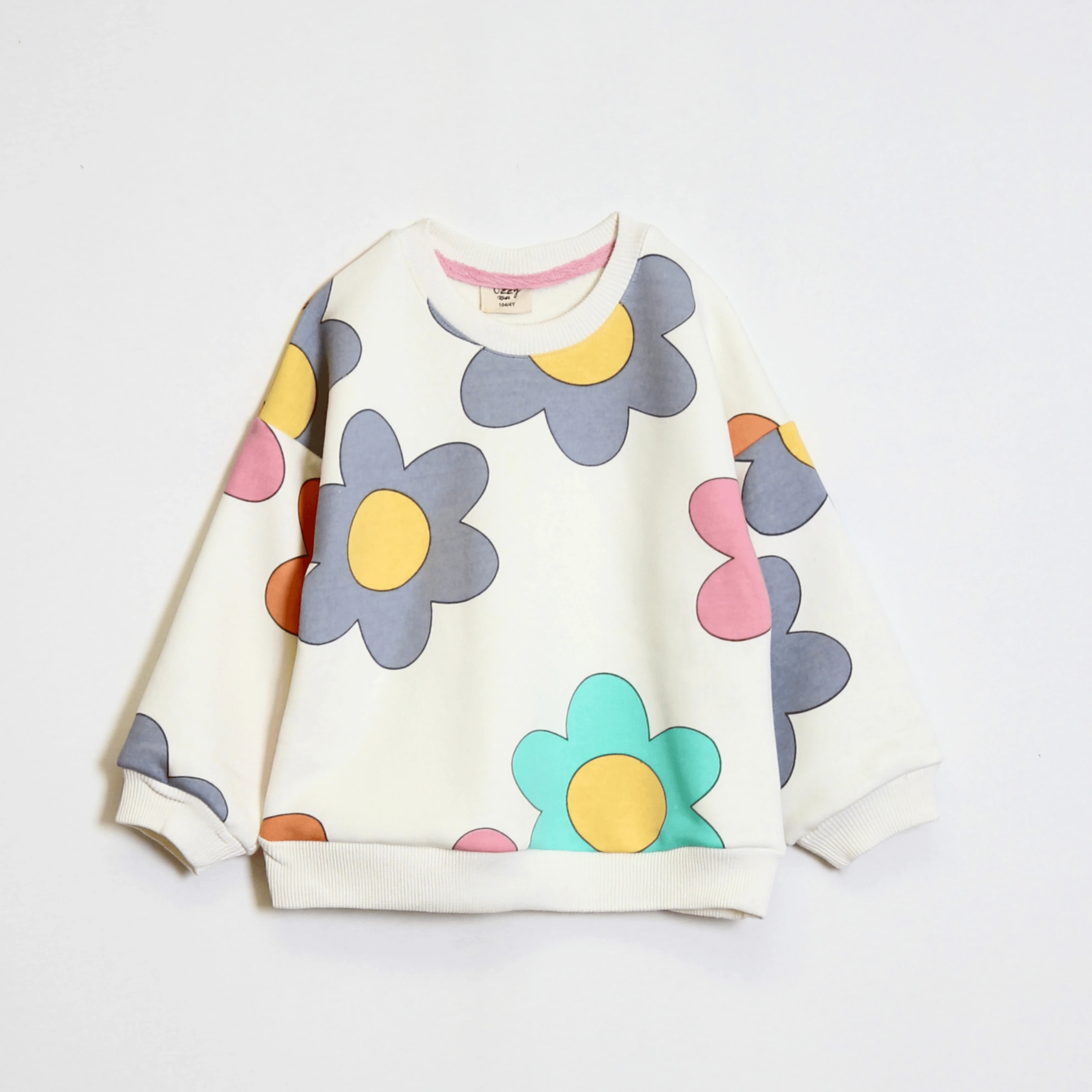 Kız Çocuk Çiçek Desenli Sweatshirt