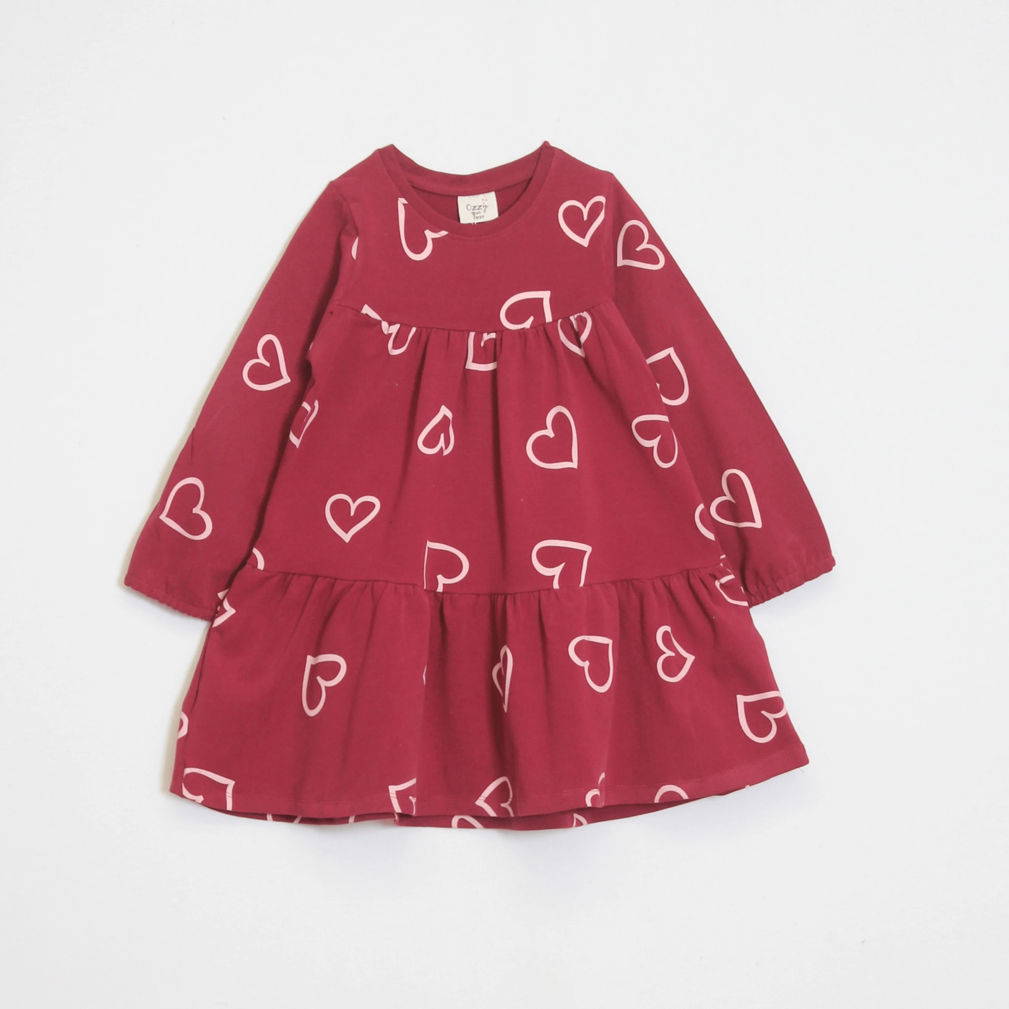 Kız Çocuk Kalp Desenli Elbise