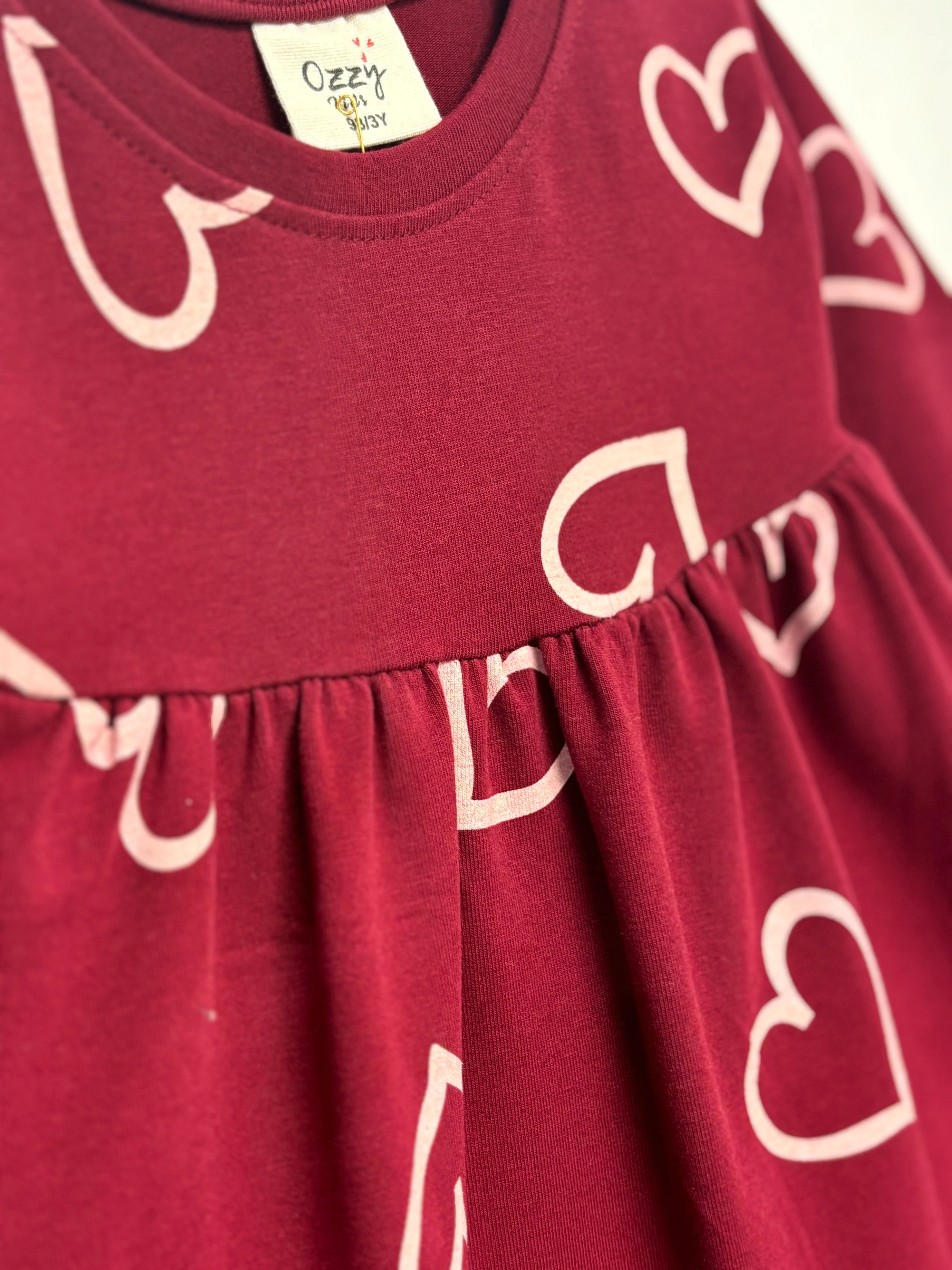 Kız Çocuk Kalp Desenli Elbise