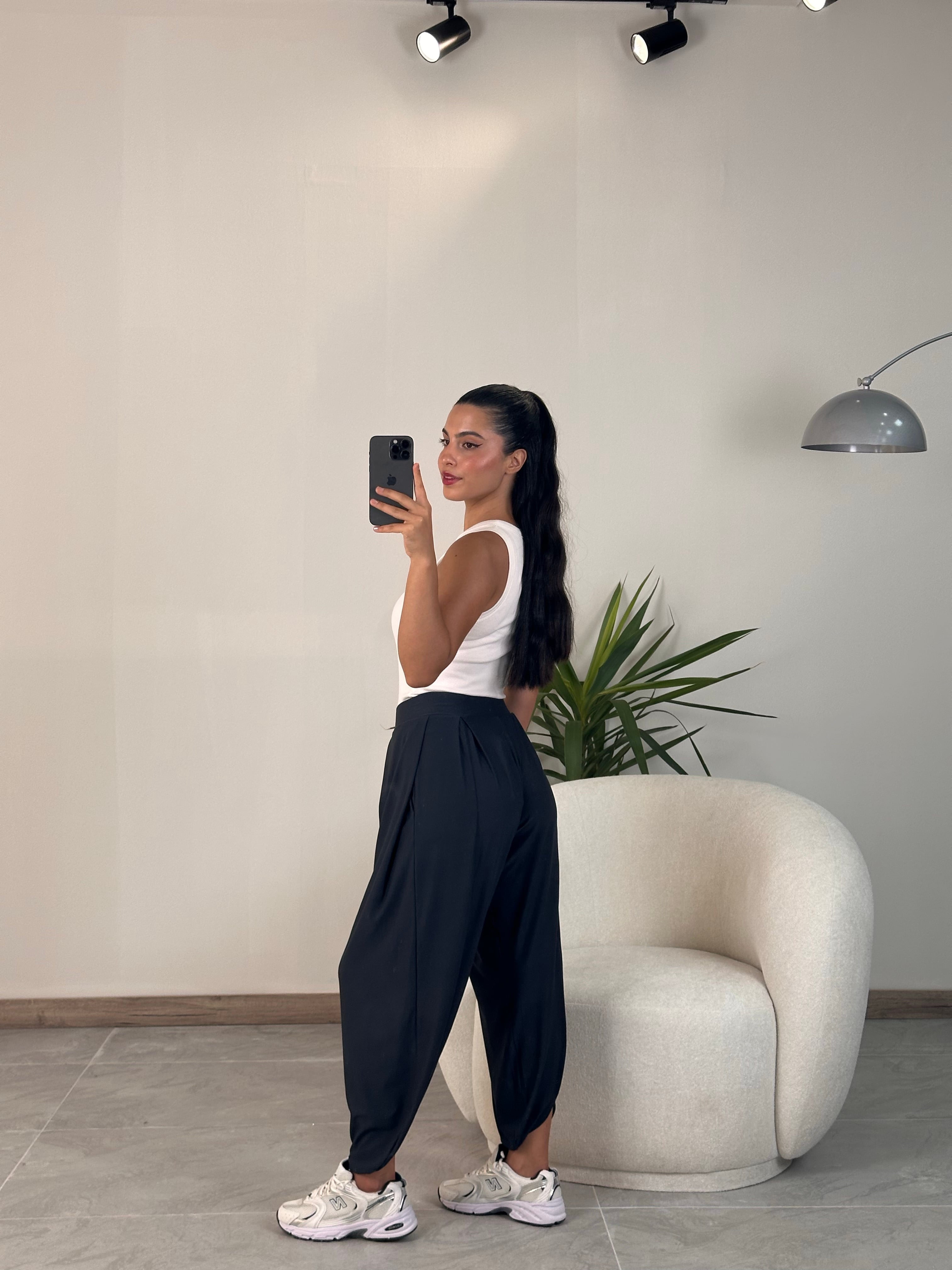 2460 Muadil Modal Kumaş Şalvar Pantolon  - Füme