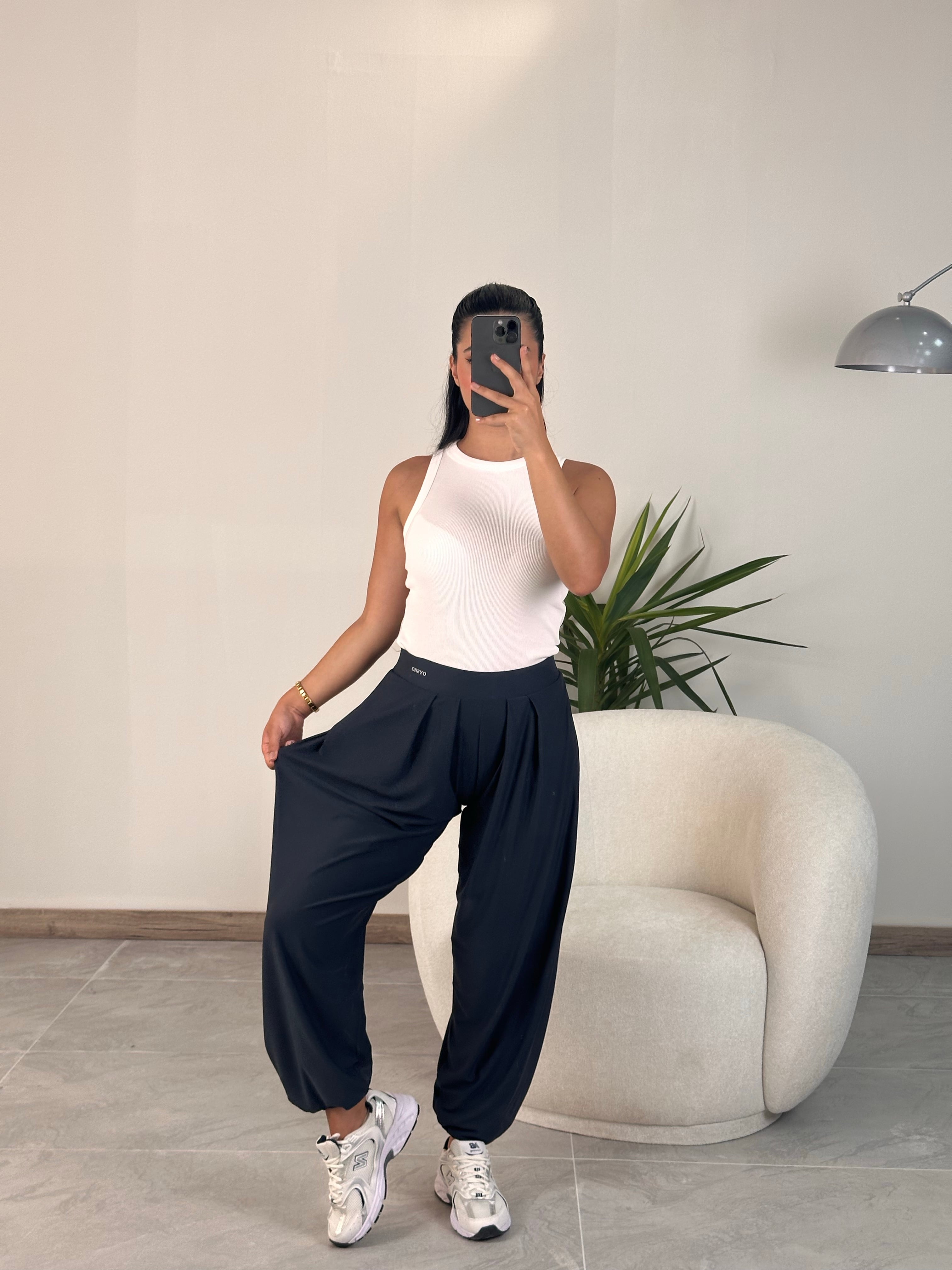 2460 Muadil Modal Kumaş Şalvar Pantolon  - Füme
