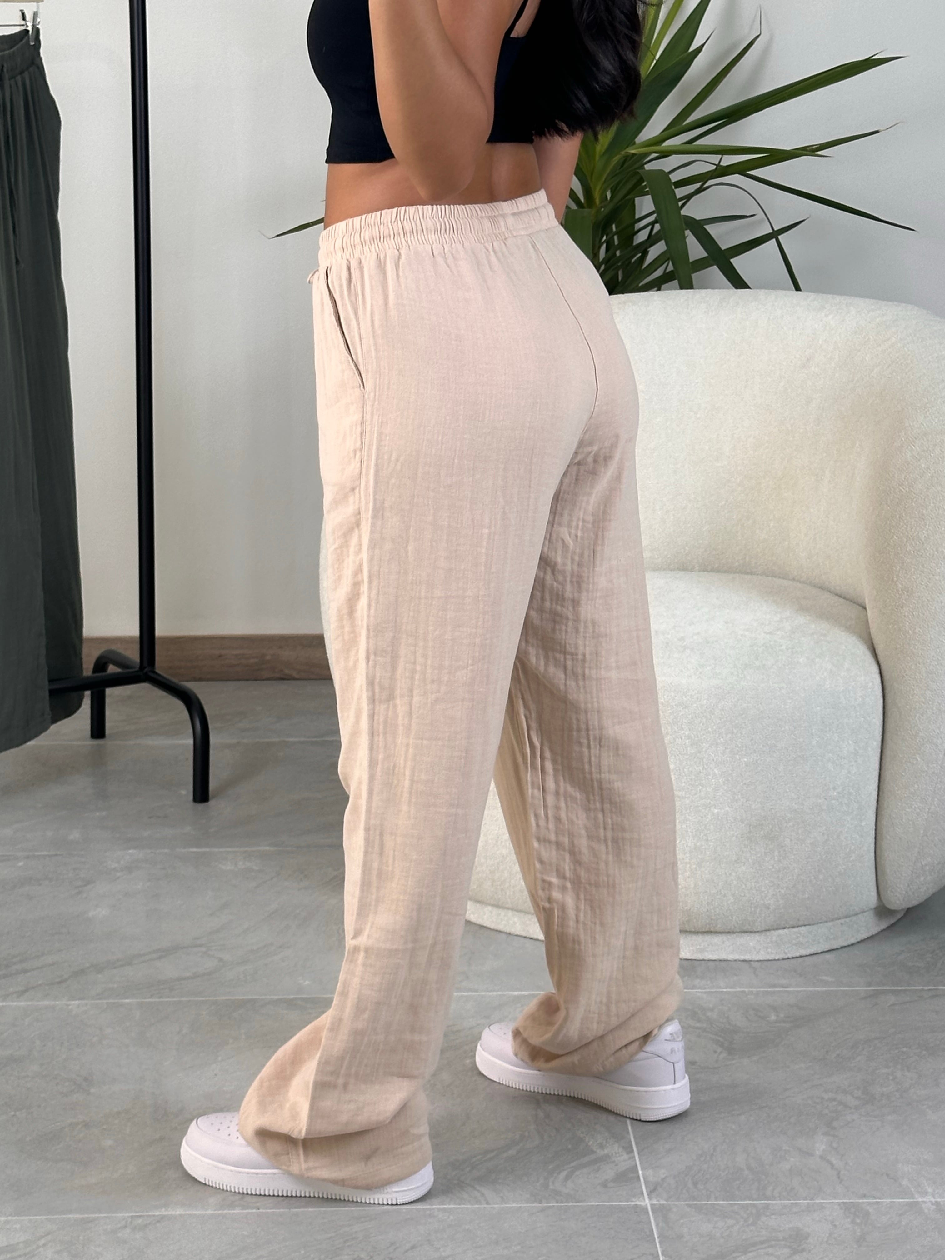 2470 Muadil Müslin Pantolon - Bej