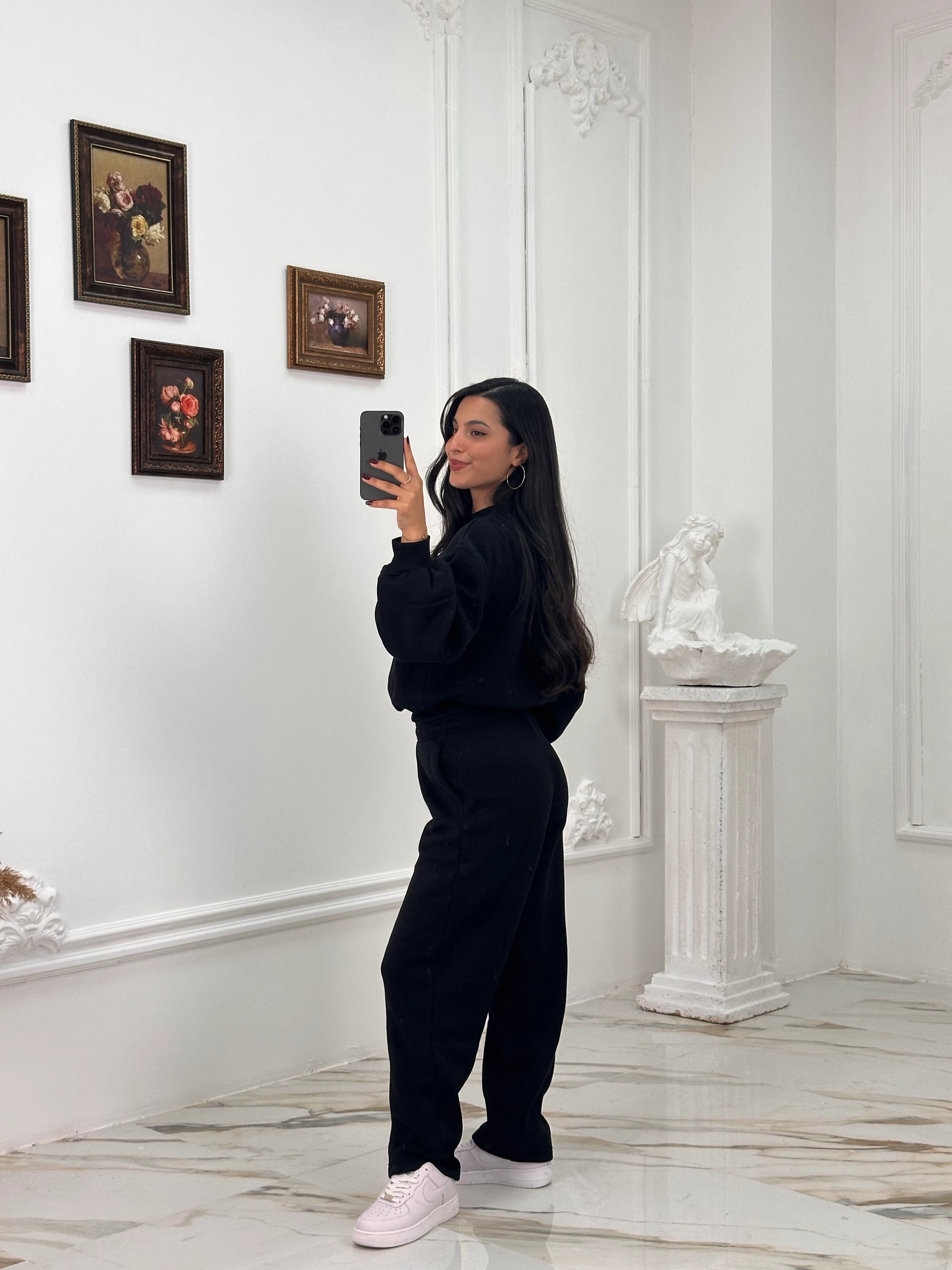 634 Muadil Oversize Şardonlu Takım - Siyah