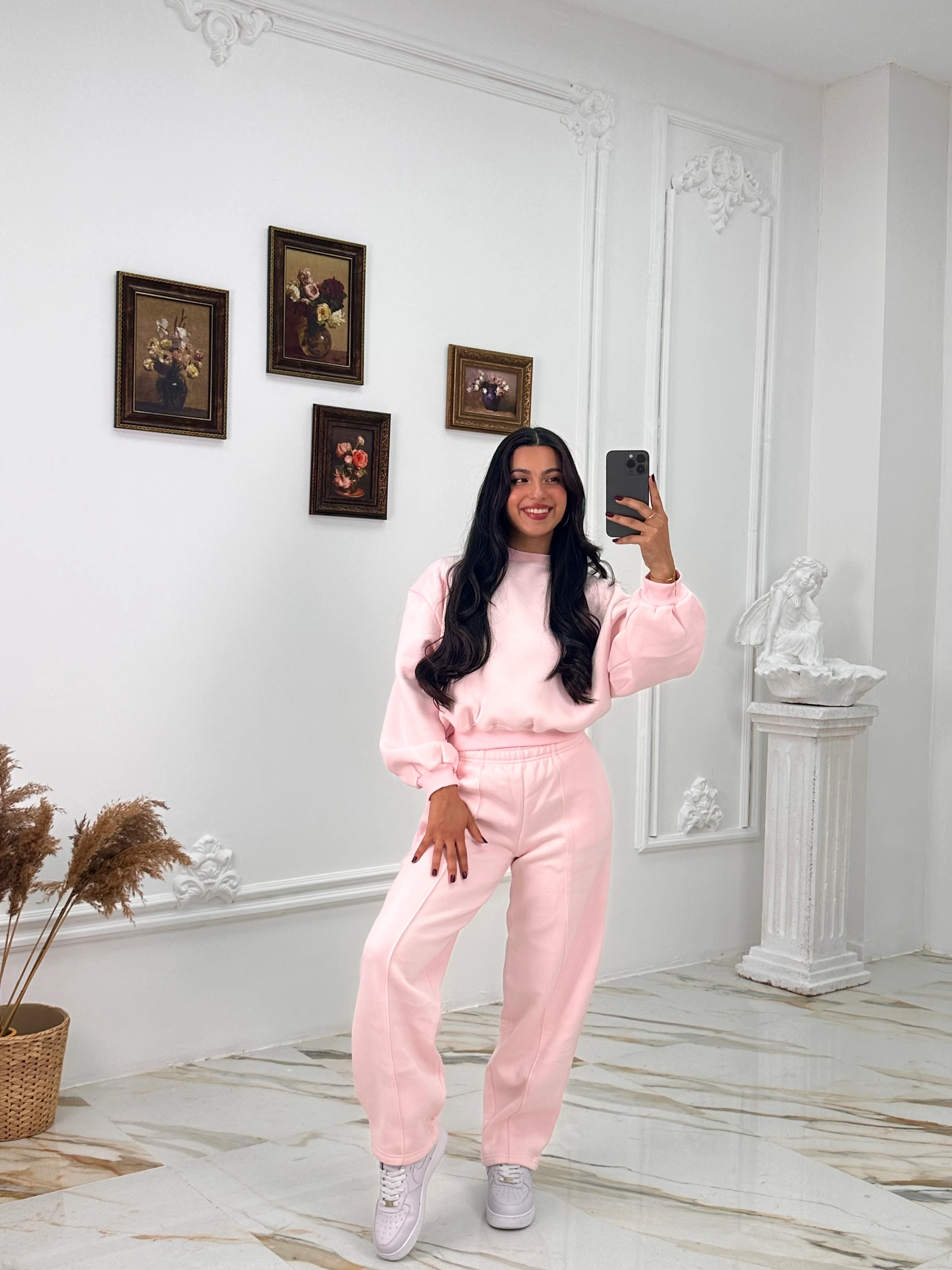 634 Muadil Oversize Şardonlu Takım - Pembe