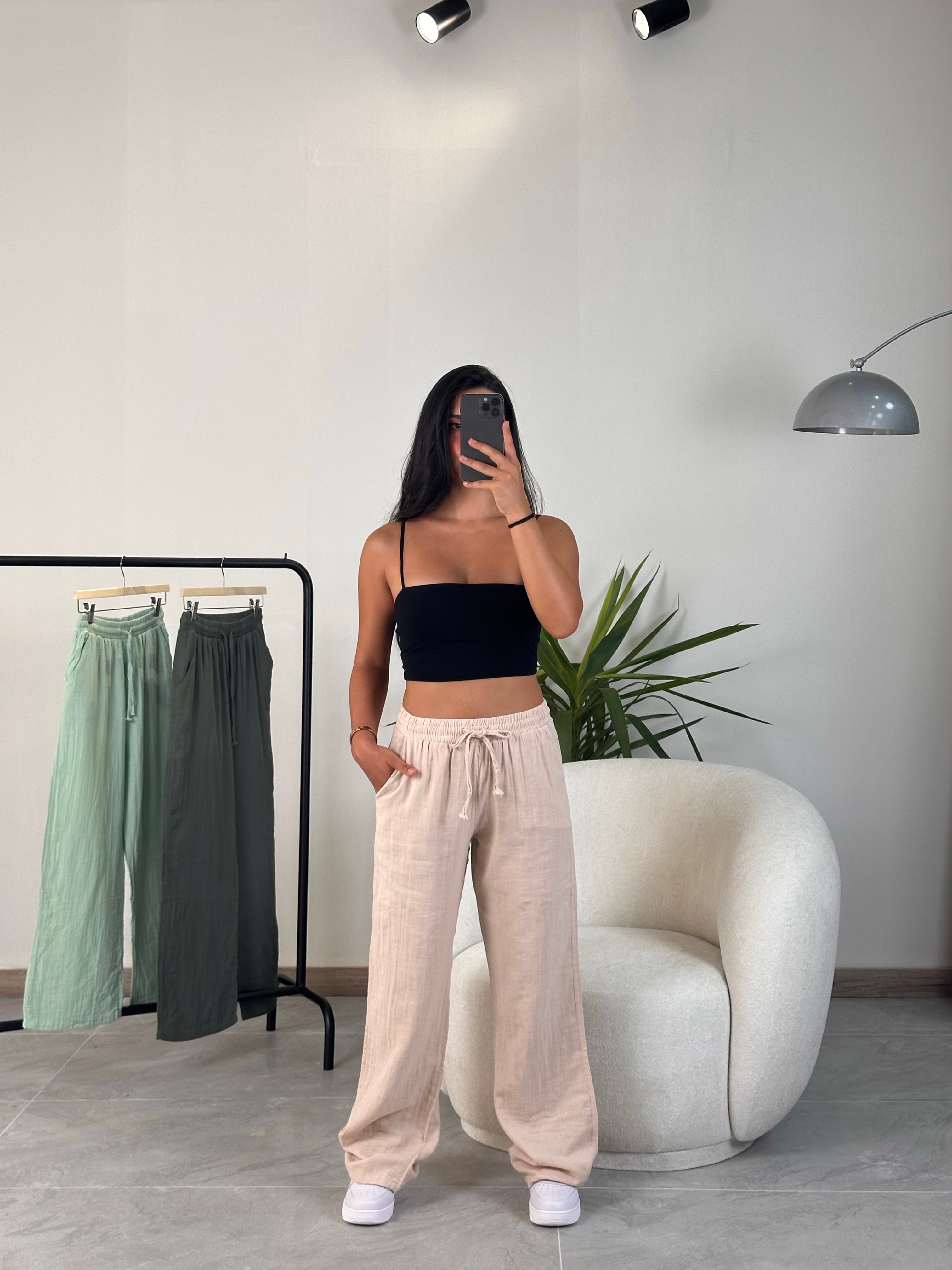 2470 Muadil Müslin Pantolon - Bej