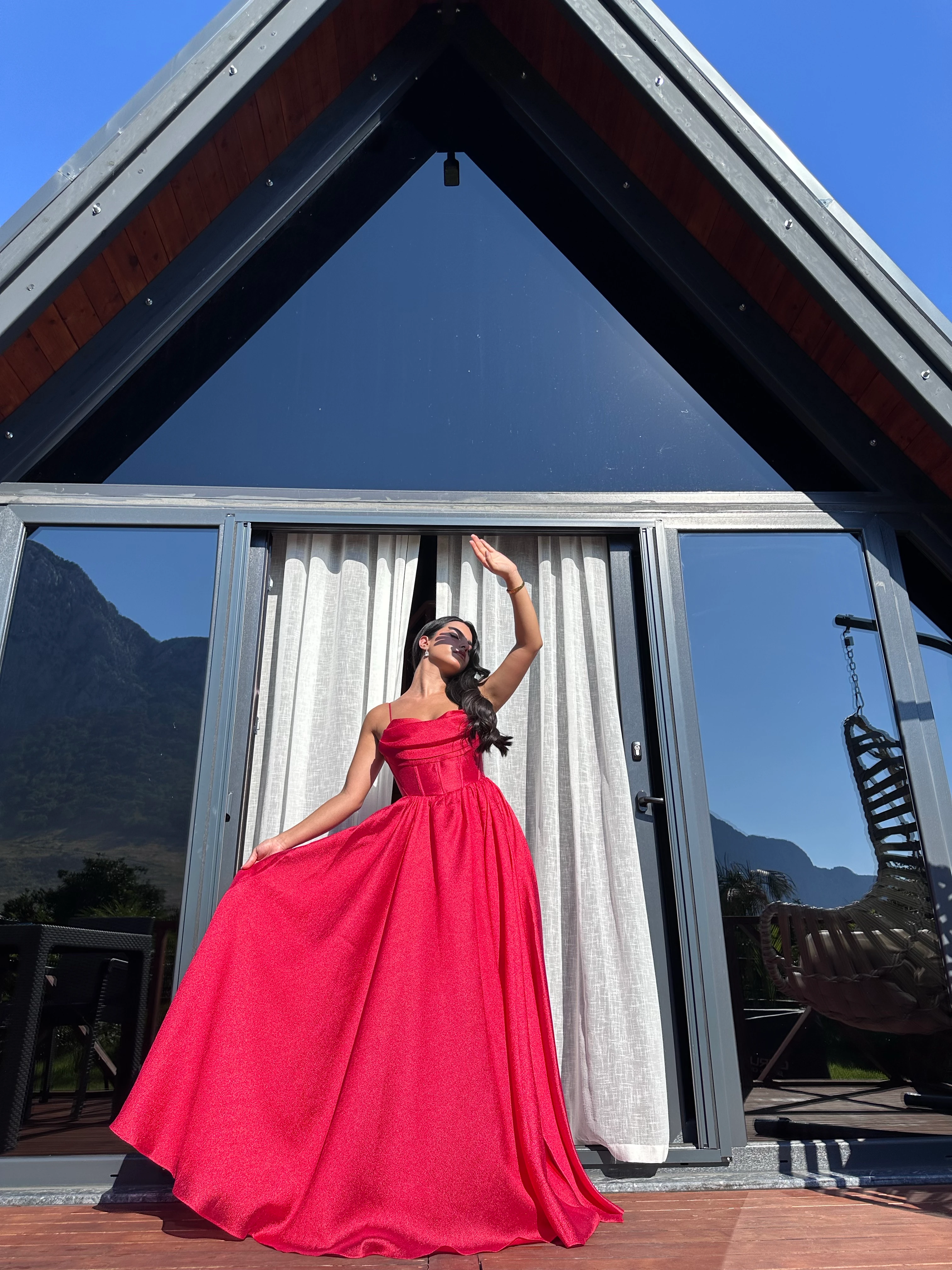 2003 Korse Detaylı Abiye Elbise