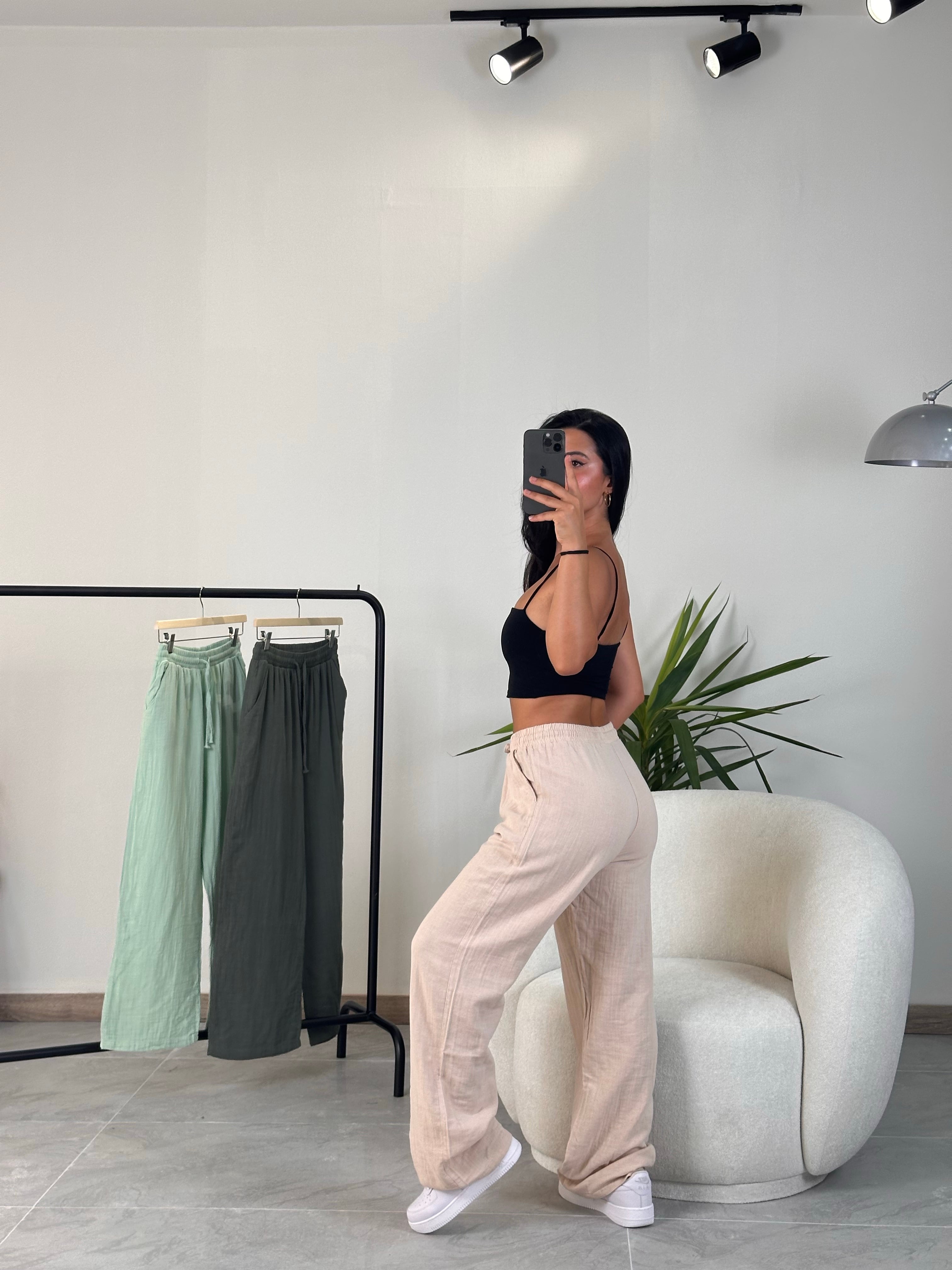 2470 Muadil Müslin Pantolon - Bej