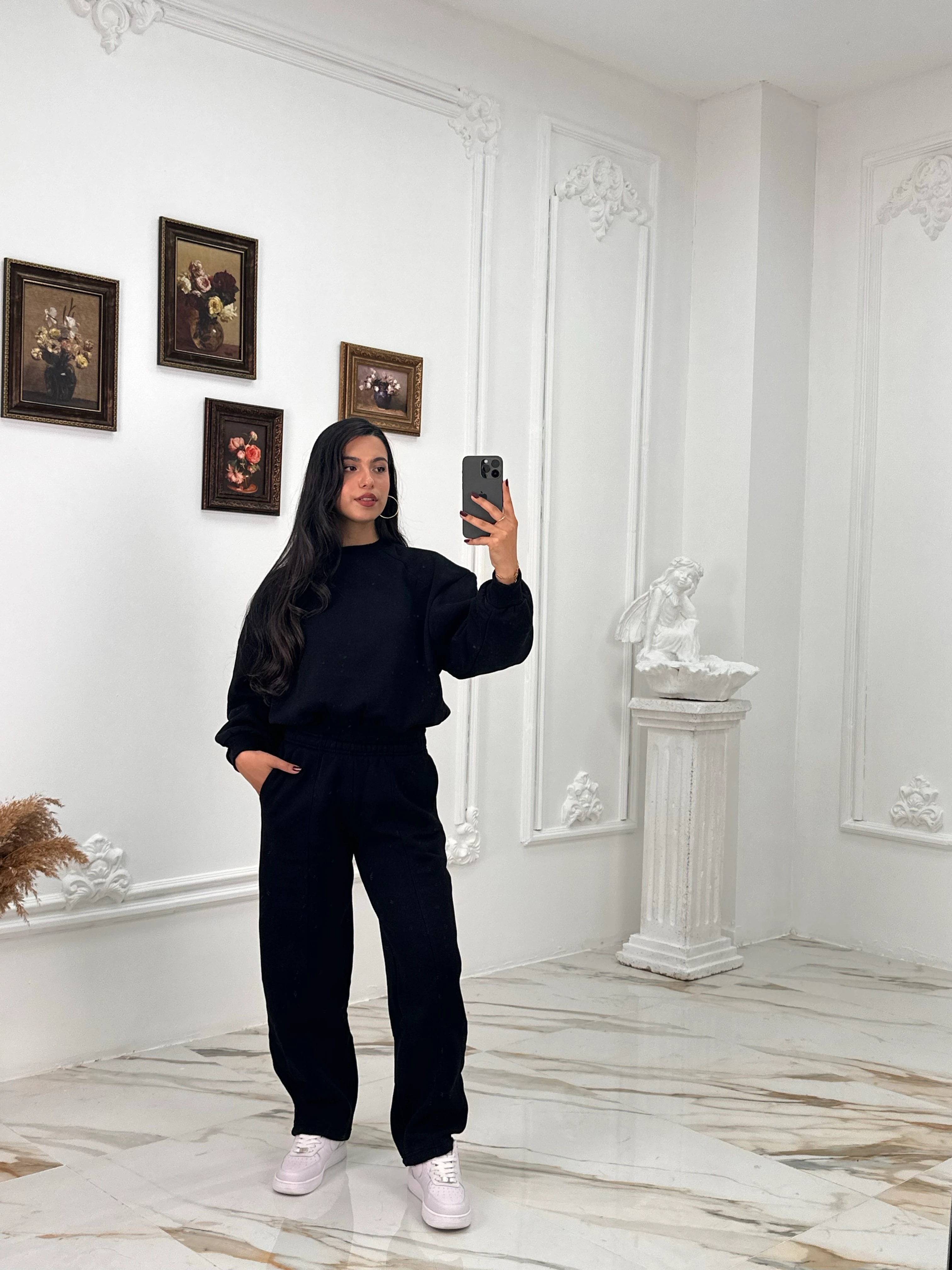 634 Muadil Oversize Şardonlu Takım - Siyah