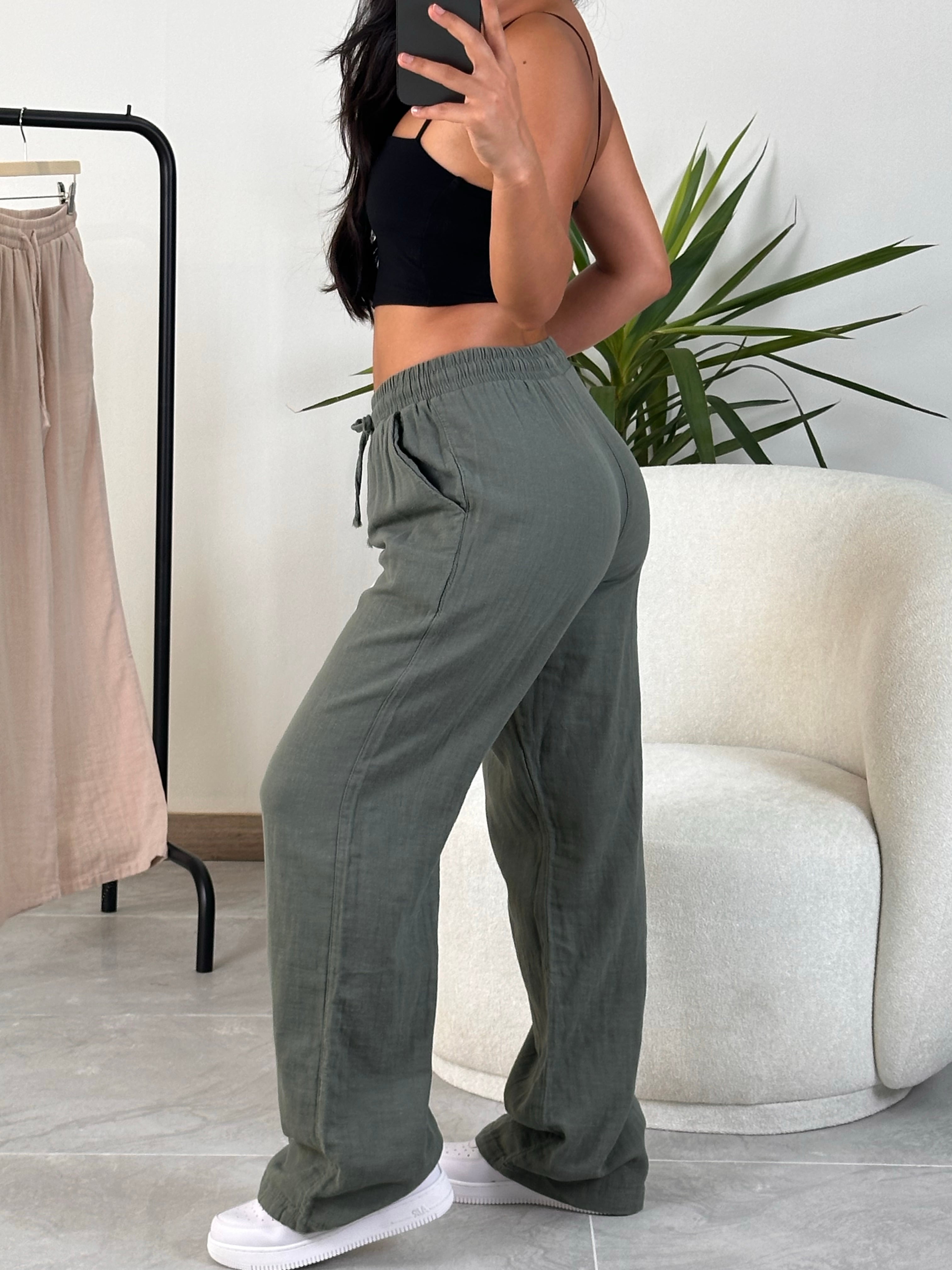 2470 Muadil Müslin Pantolon - Haki