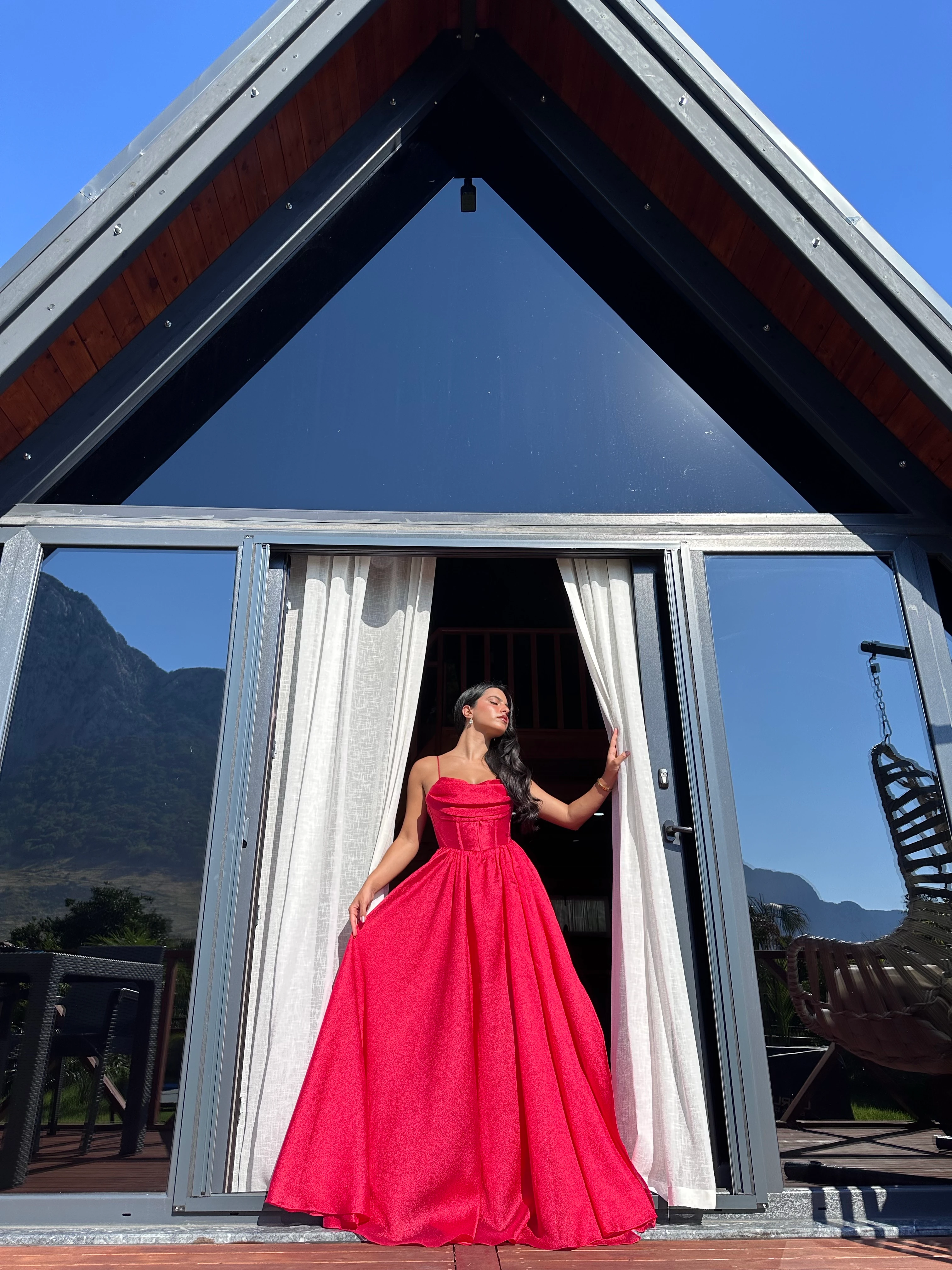 2003 Korse Detaylı Abiye Elbise