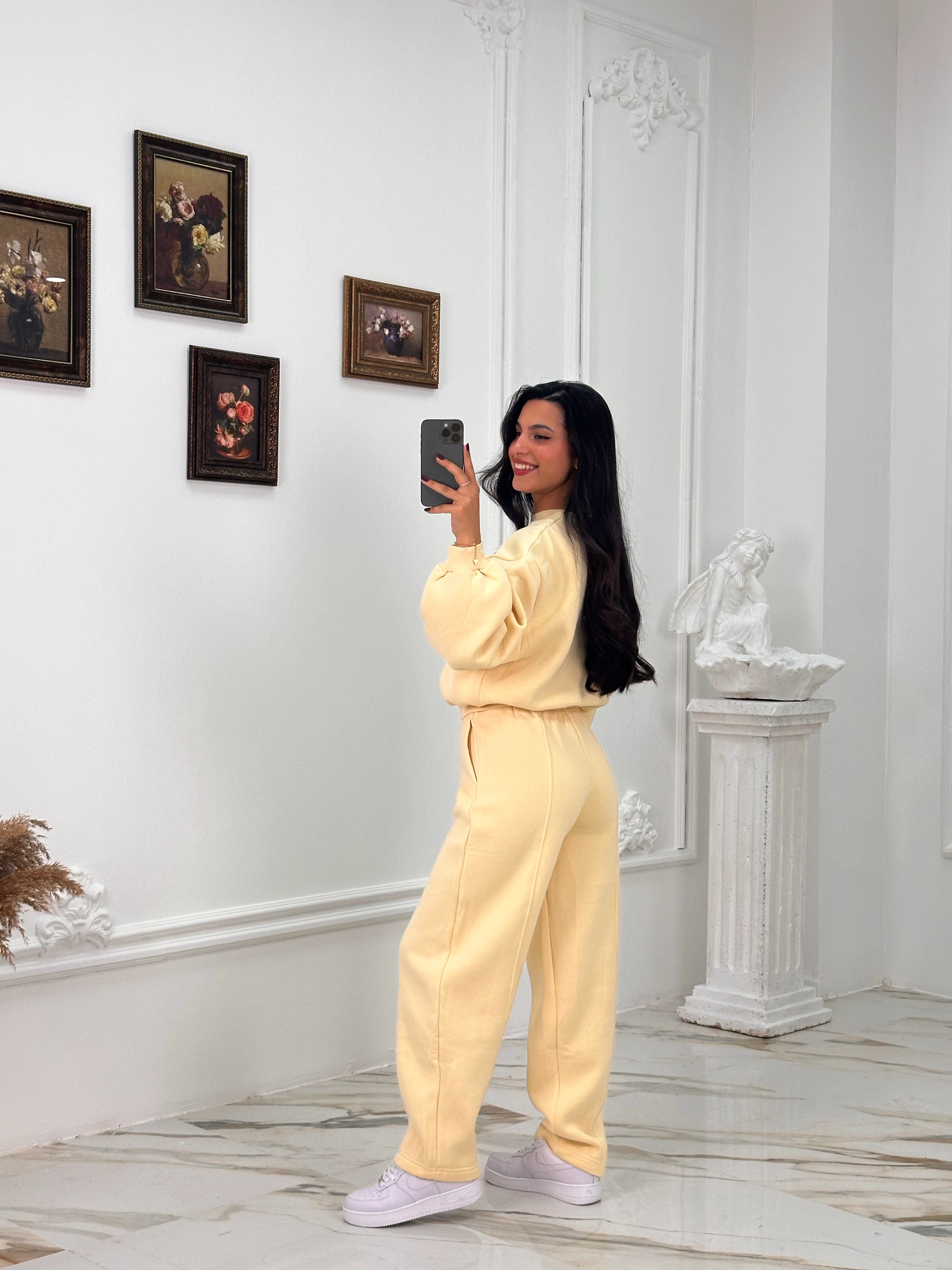 634 Muadil Oversize Şardonlu Takım - Sarı