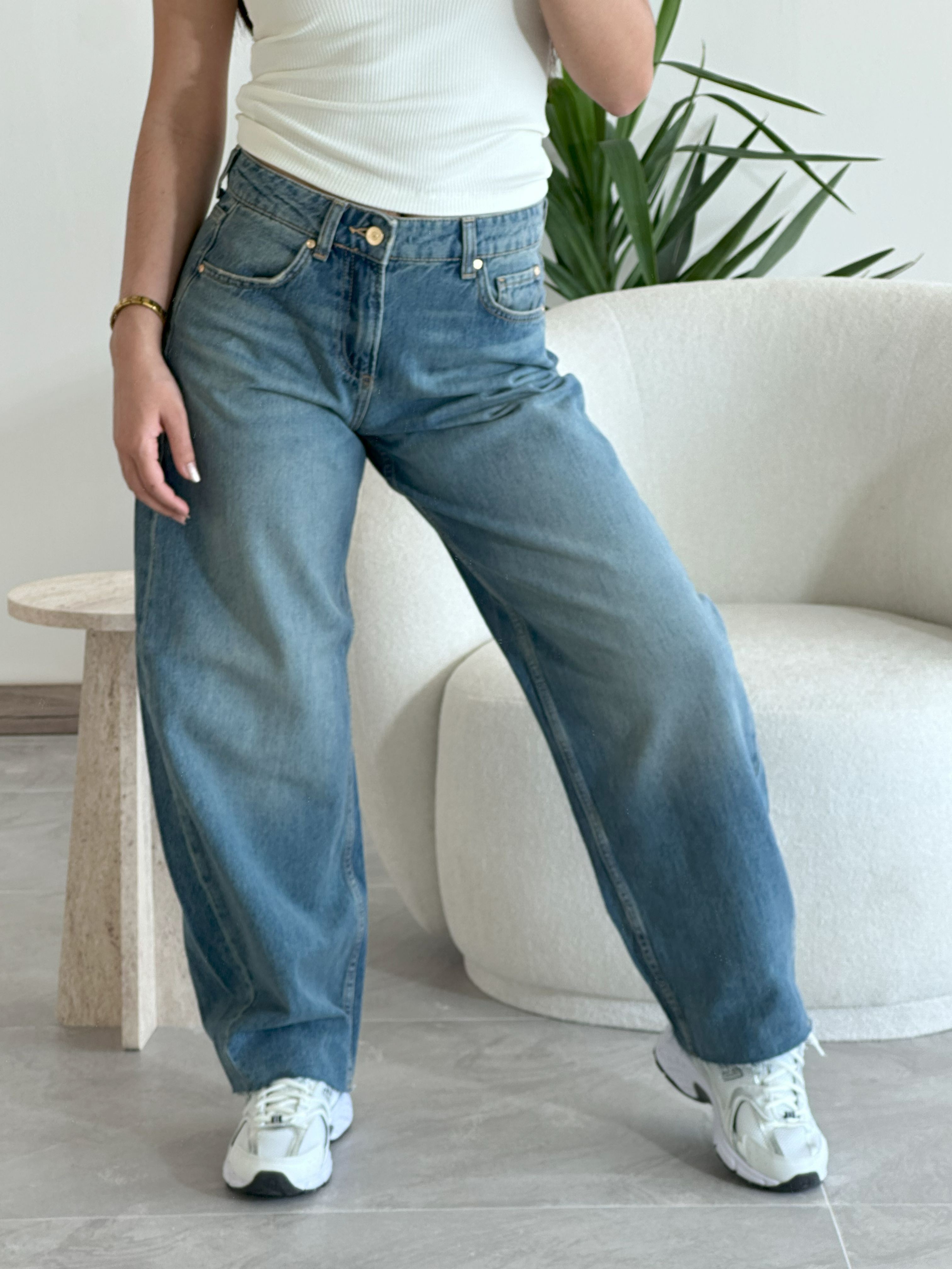 0014 Muadil Mavi Mom Jean Kot Pantolon 