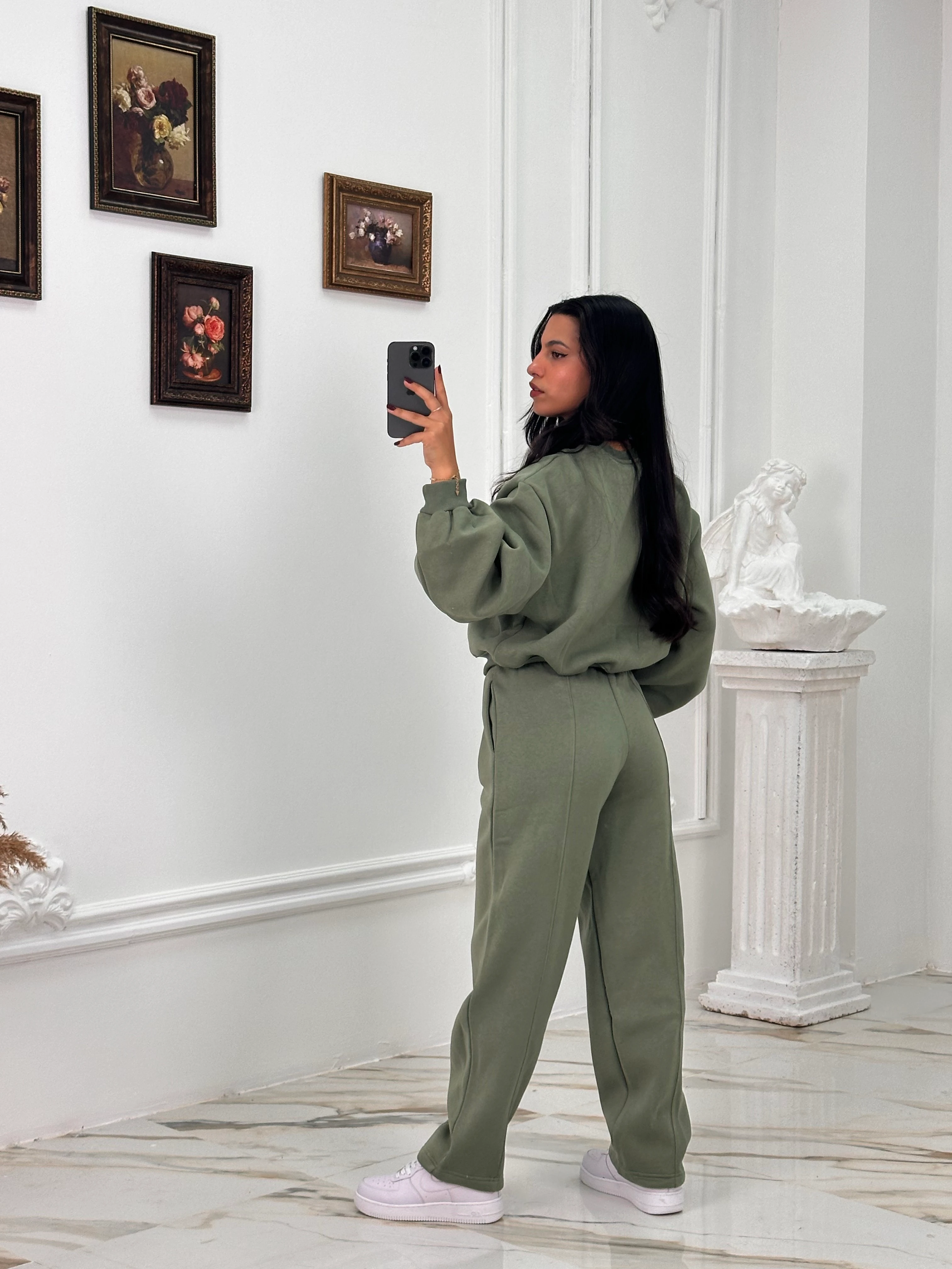 634 Muadil Oversize Şardonlu Takım - Haki