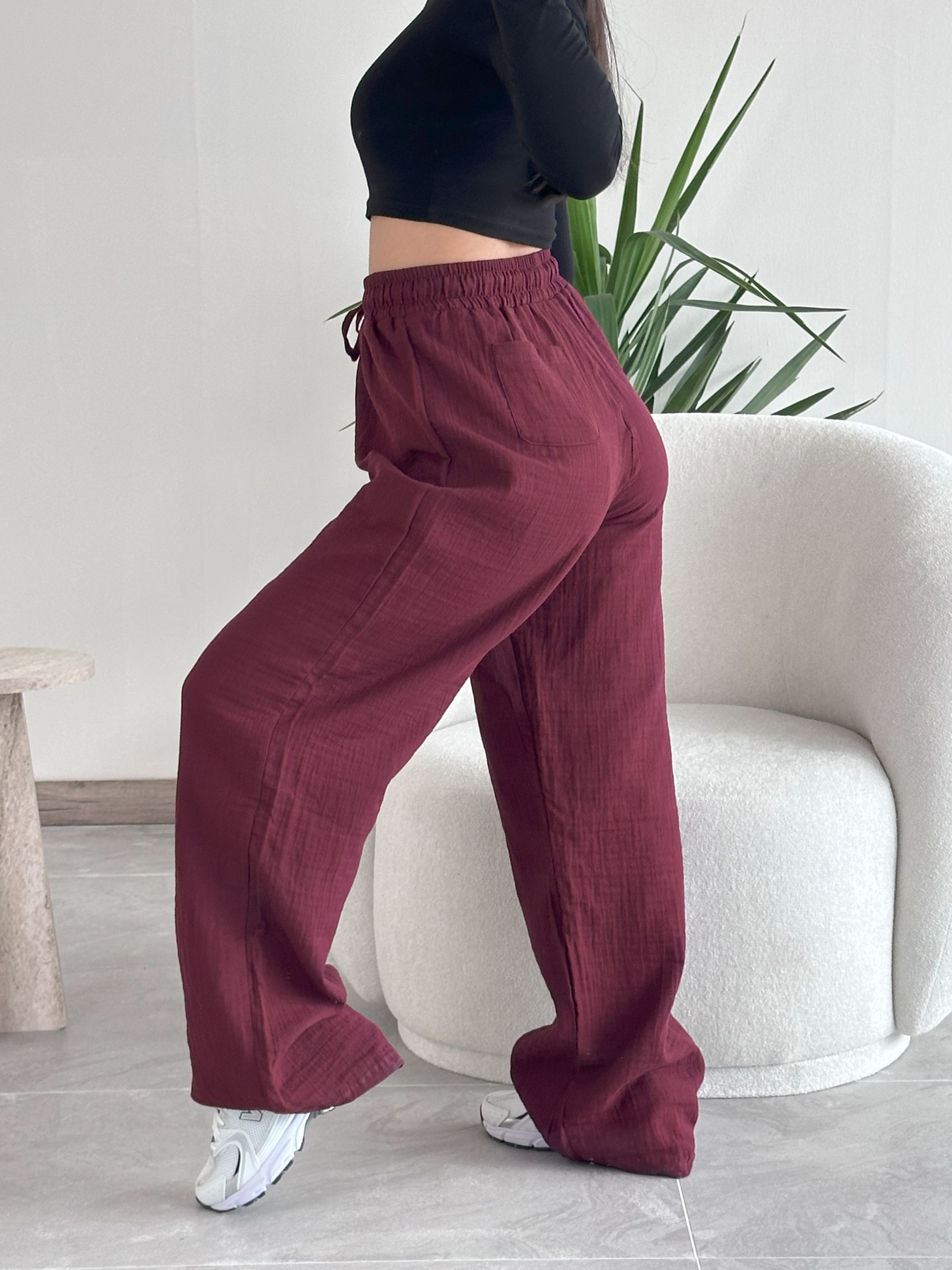 Bordo 1980 Müslin Pantolon
