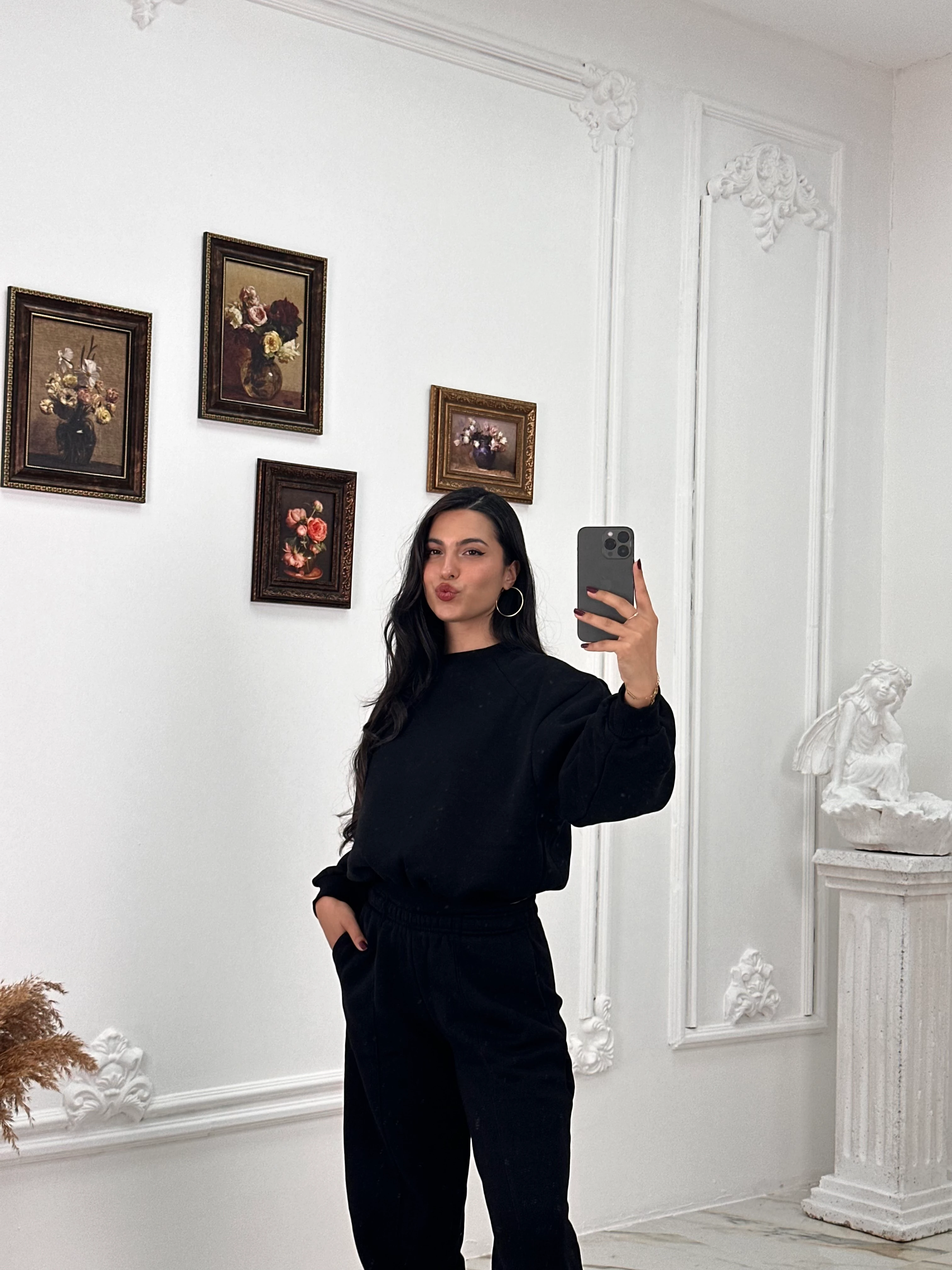 634 Muadil Oversize Şardonlu Takım - Siyah