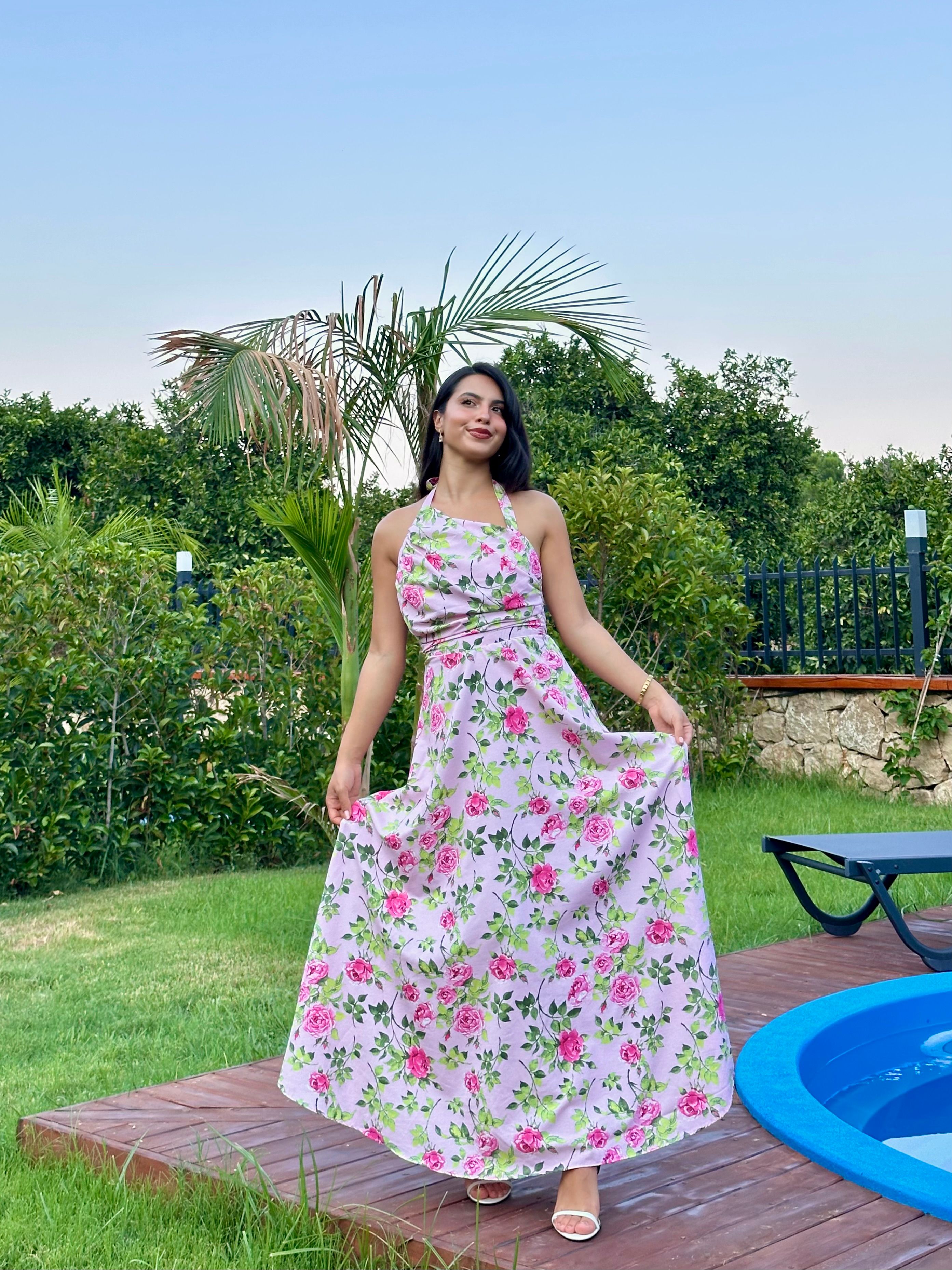 2363 Floral Sundress Elbise  - Pembe