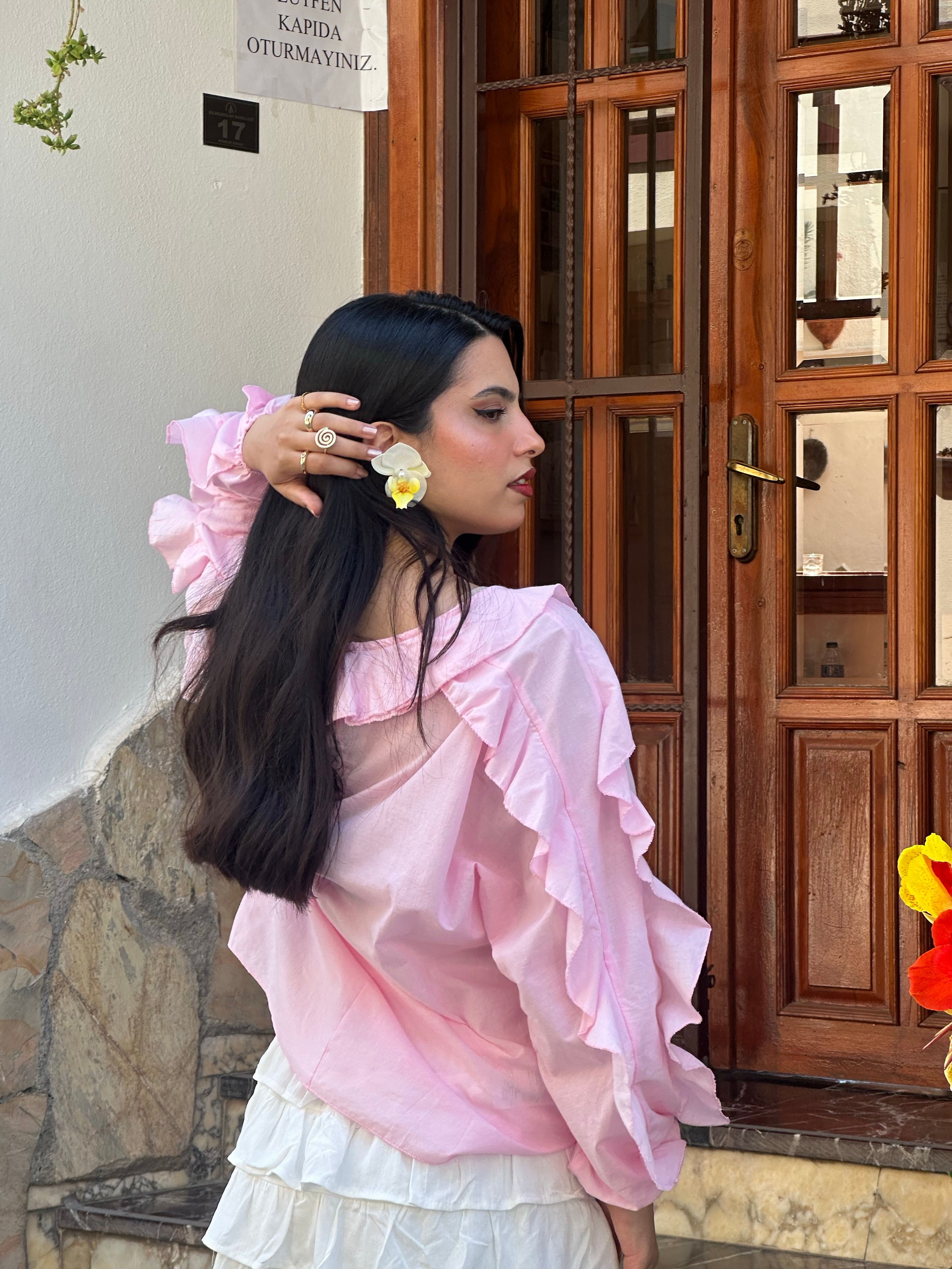 Fırfır Muadil Pembe Gömlek