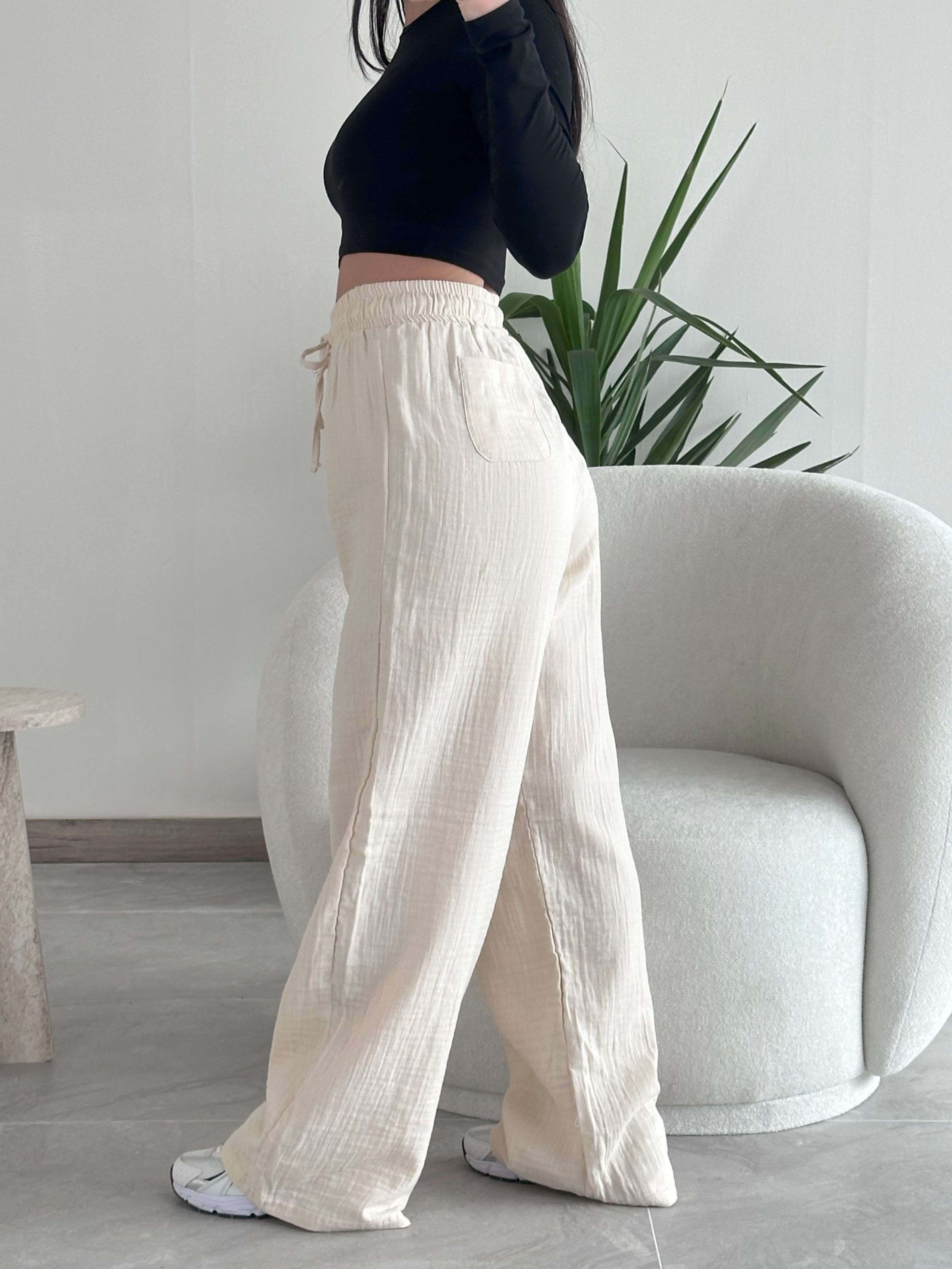 Krem 1980 Müslin Pantolon