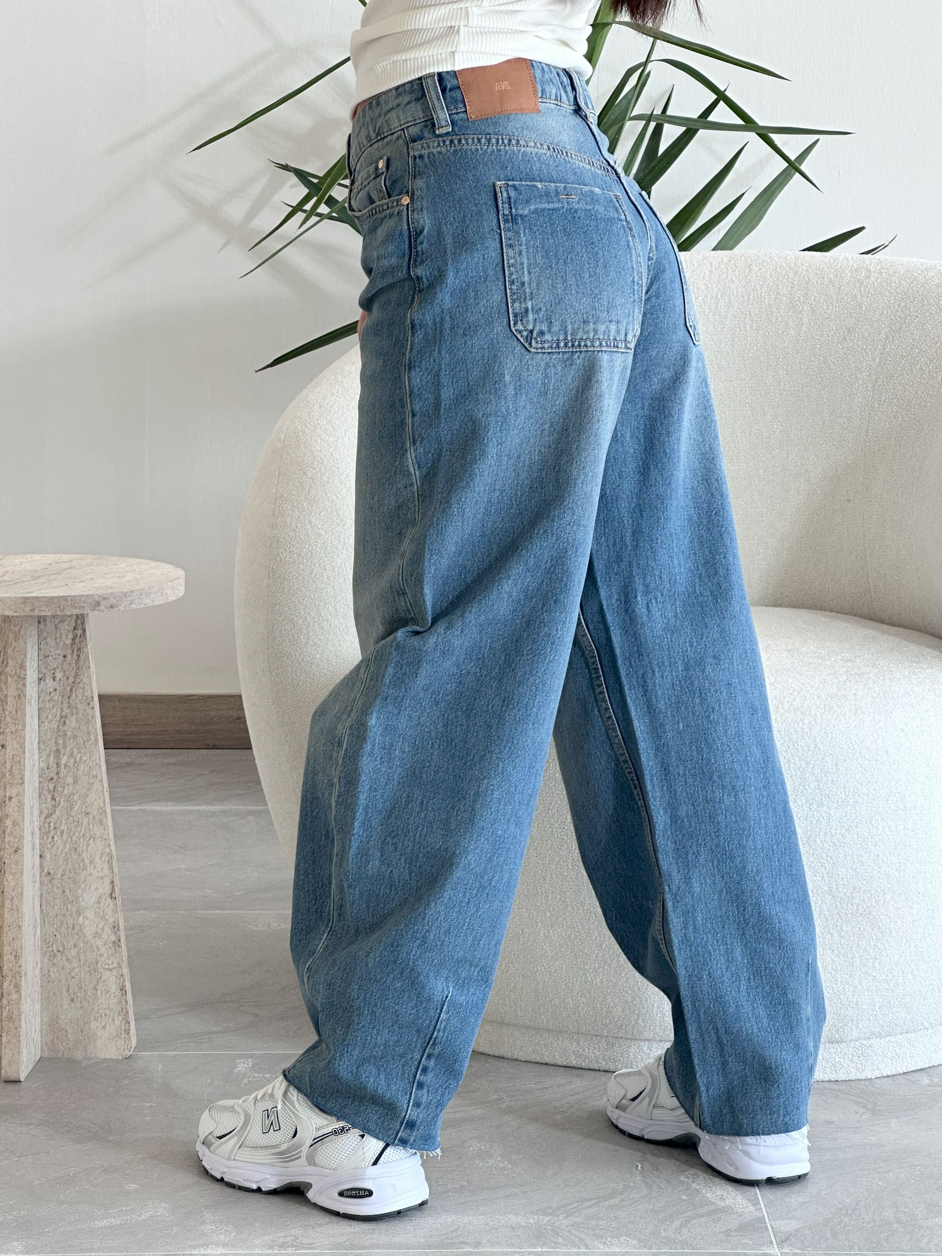 0014 Muadil Mavi Mom Jean Kot Pantolon 