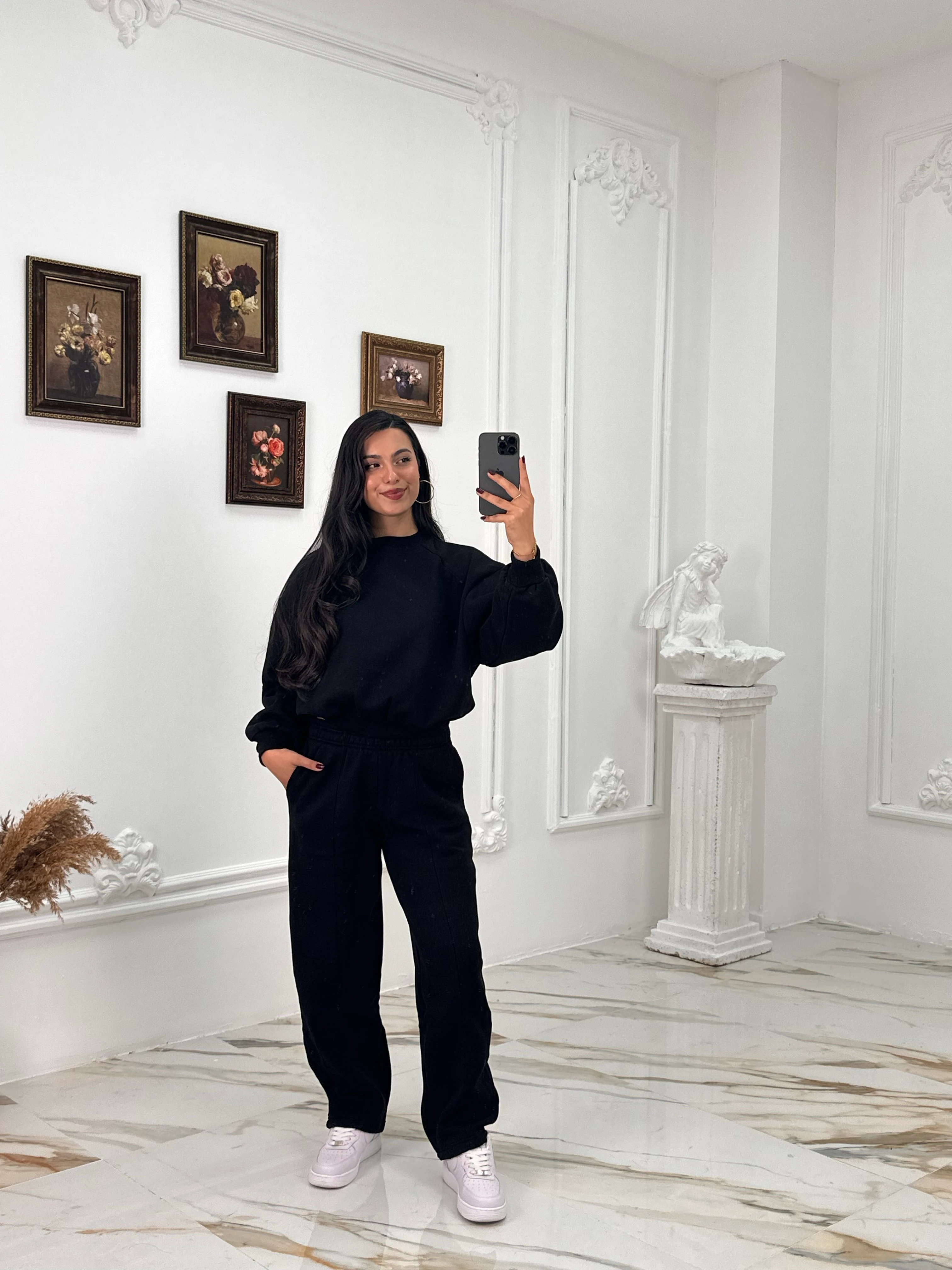 634 Muadil Oversize Şardonlu Takım - Siyah