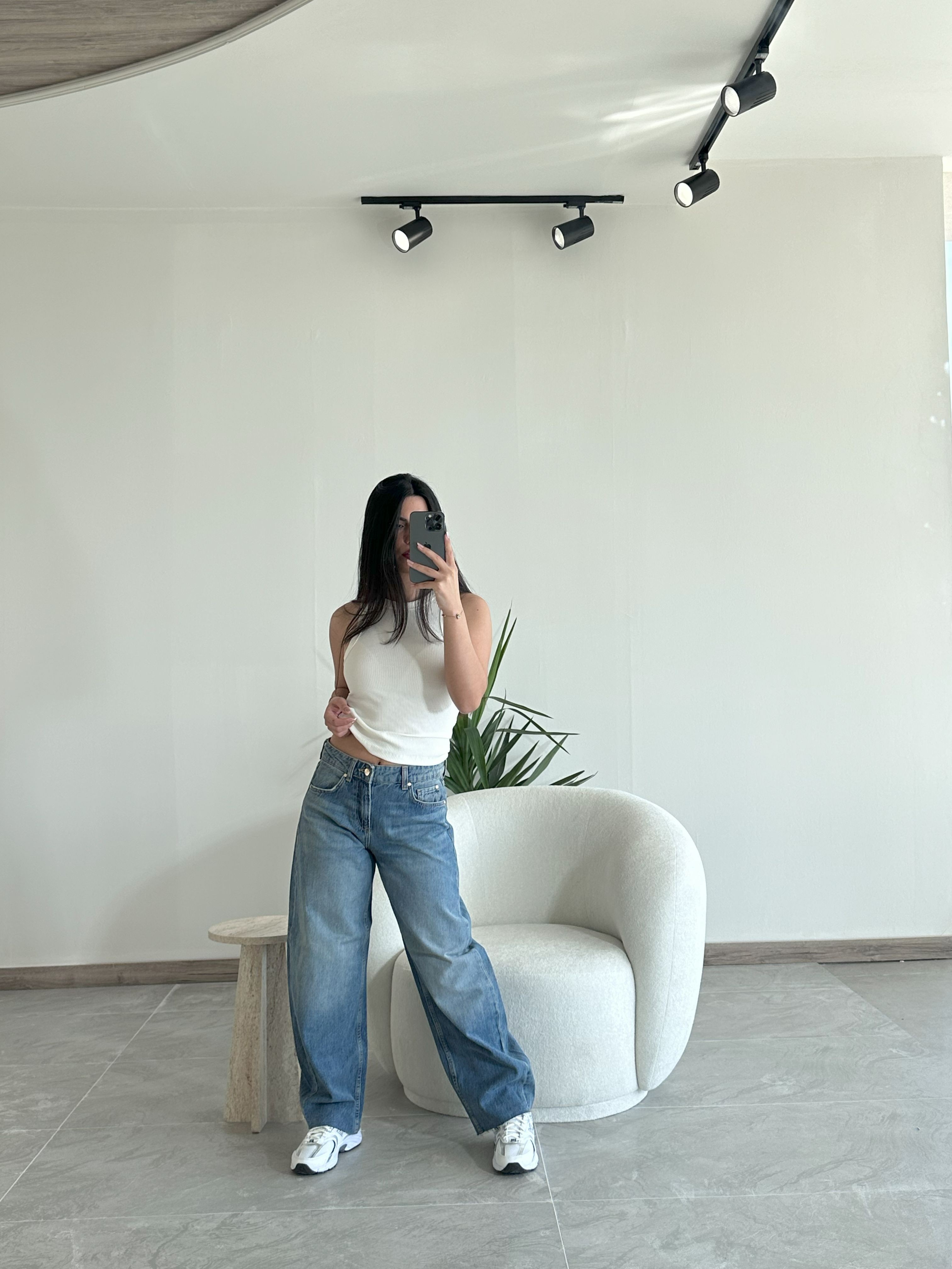 0014 Muadil Mavi Mom Jean Kot Pantolon 