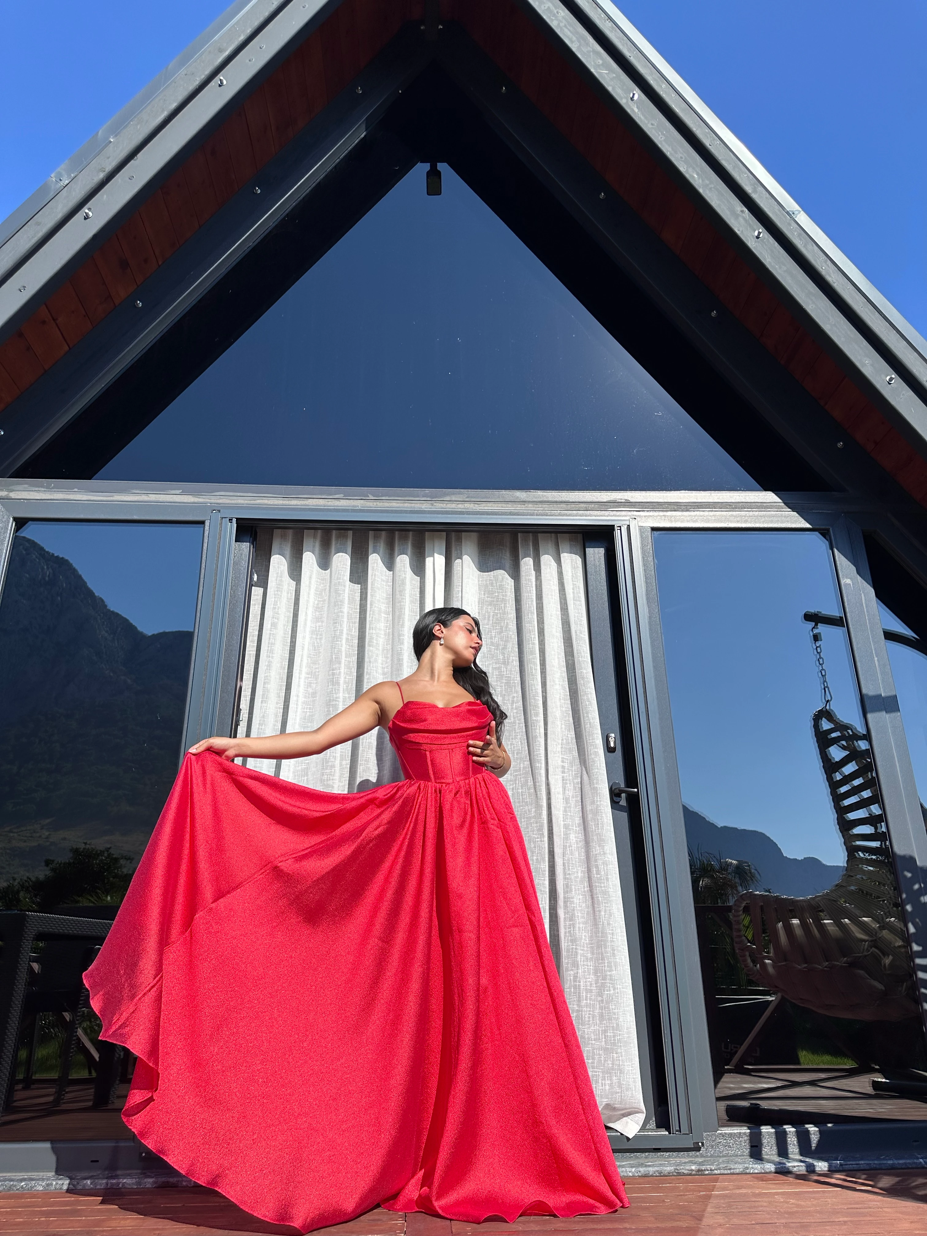 2003 Korse Detaylı Abiye Elbise