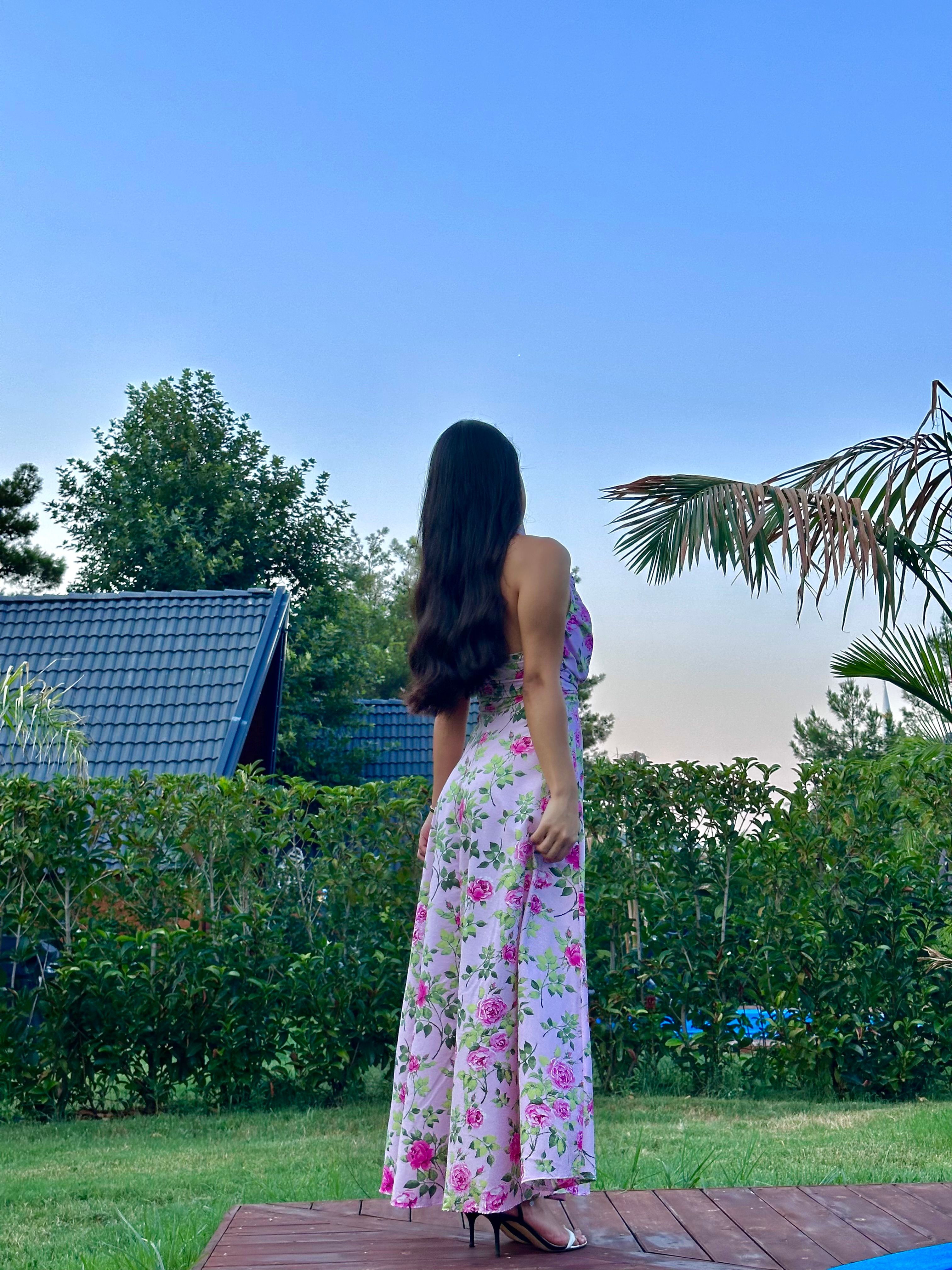 2363 Floral Sundress Elbise  - Pembe