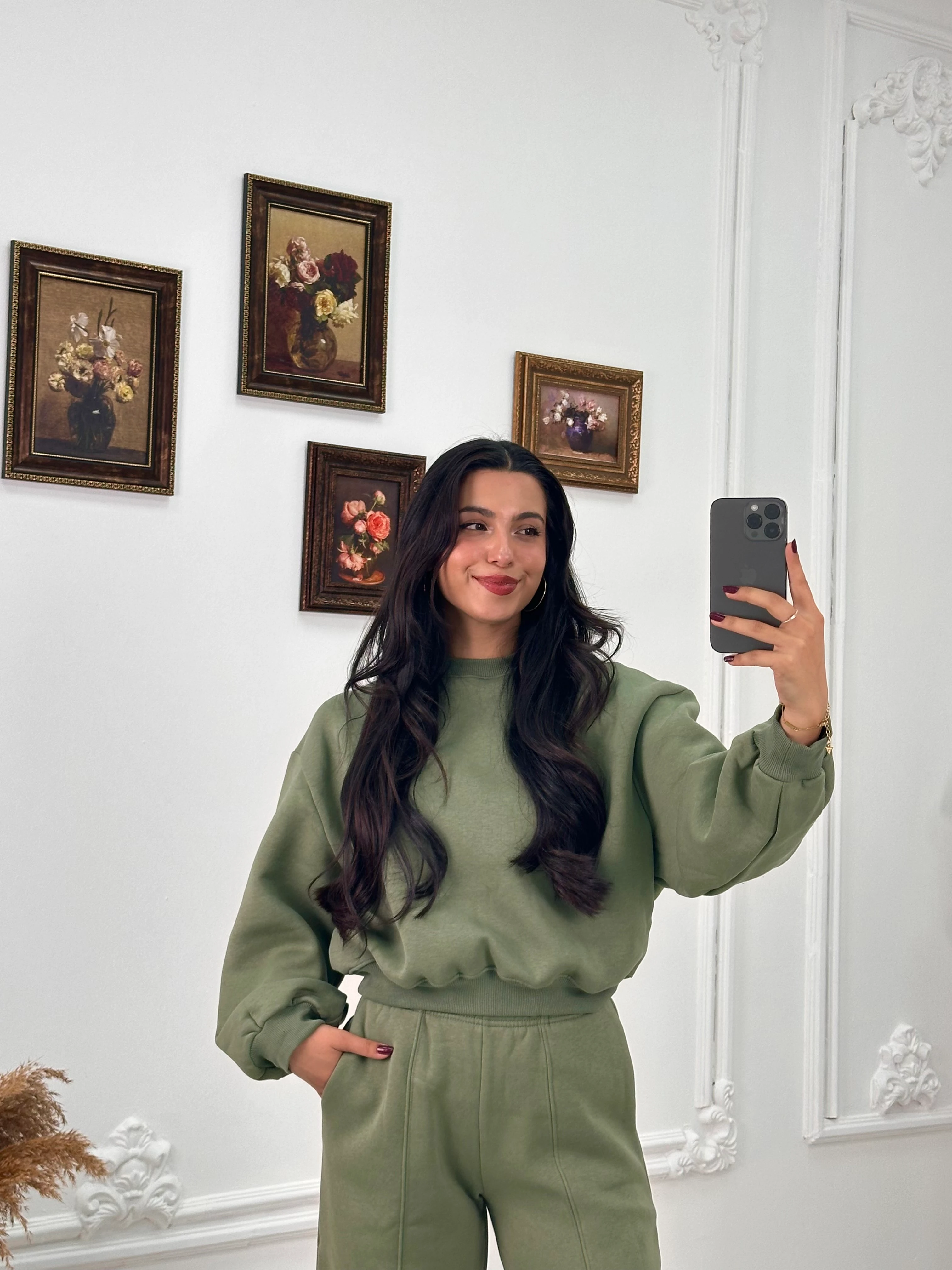 634 Muadil Oversize Şardonlu Takım - Haki