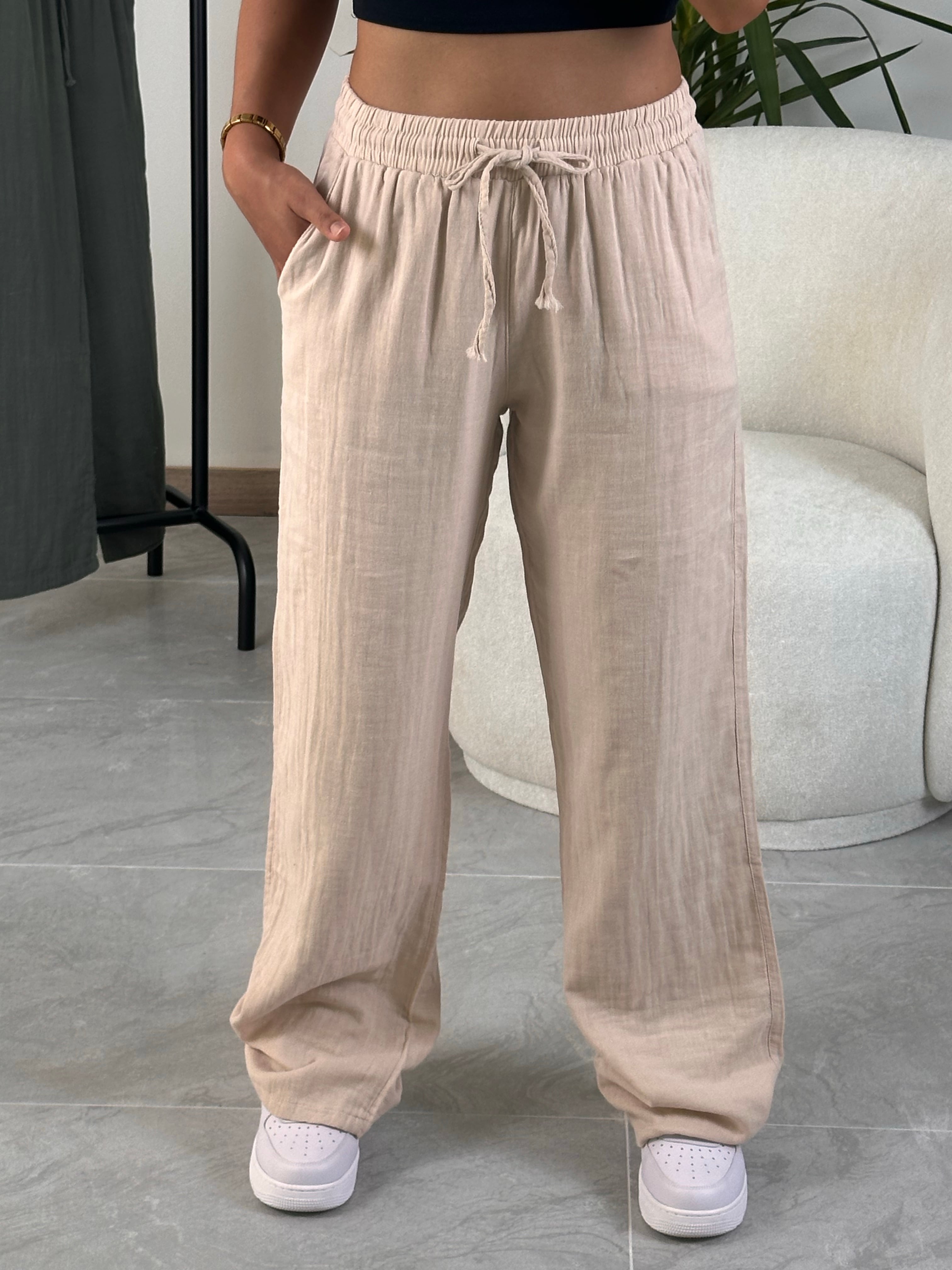 2470 Muadil Müslin Pantolon - Bej