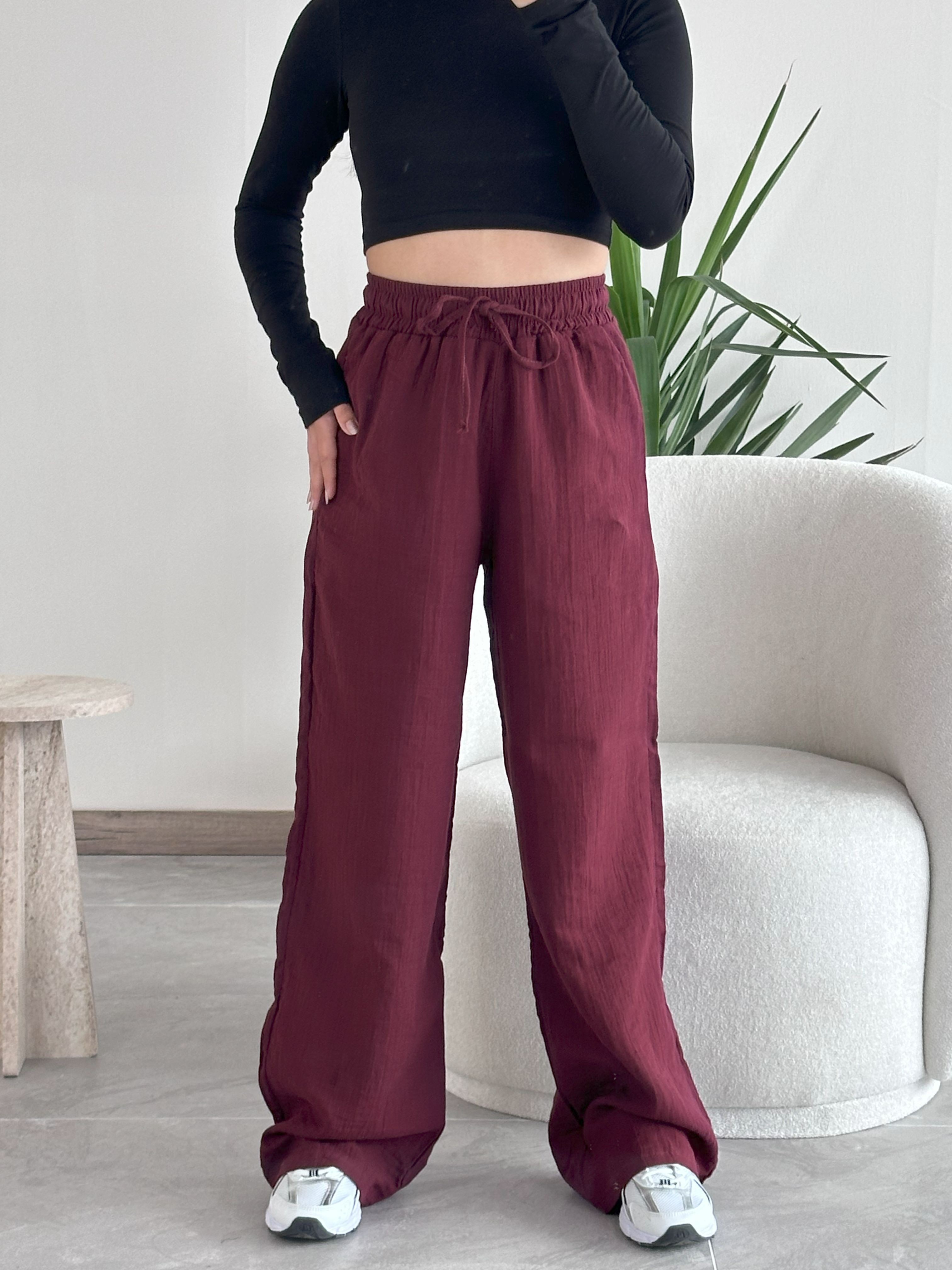 Bordo 1980 Müslin Pantolon