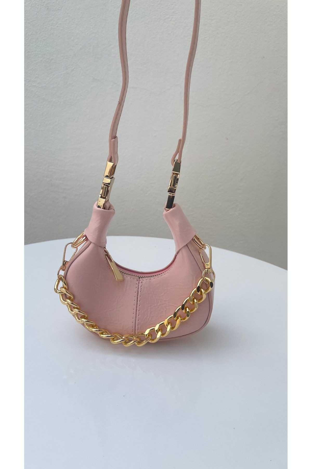 Lunera Beyaz Kadın El Ve Omuz Çapraz Mini Model - PEMBE