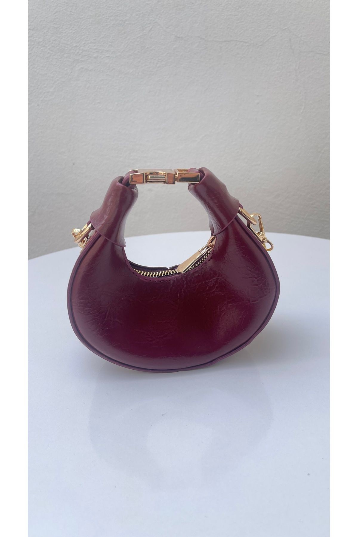 Lunera Beyaz Kadın El Ve Omuz Çapraz Mini Model - Bordo